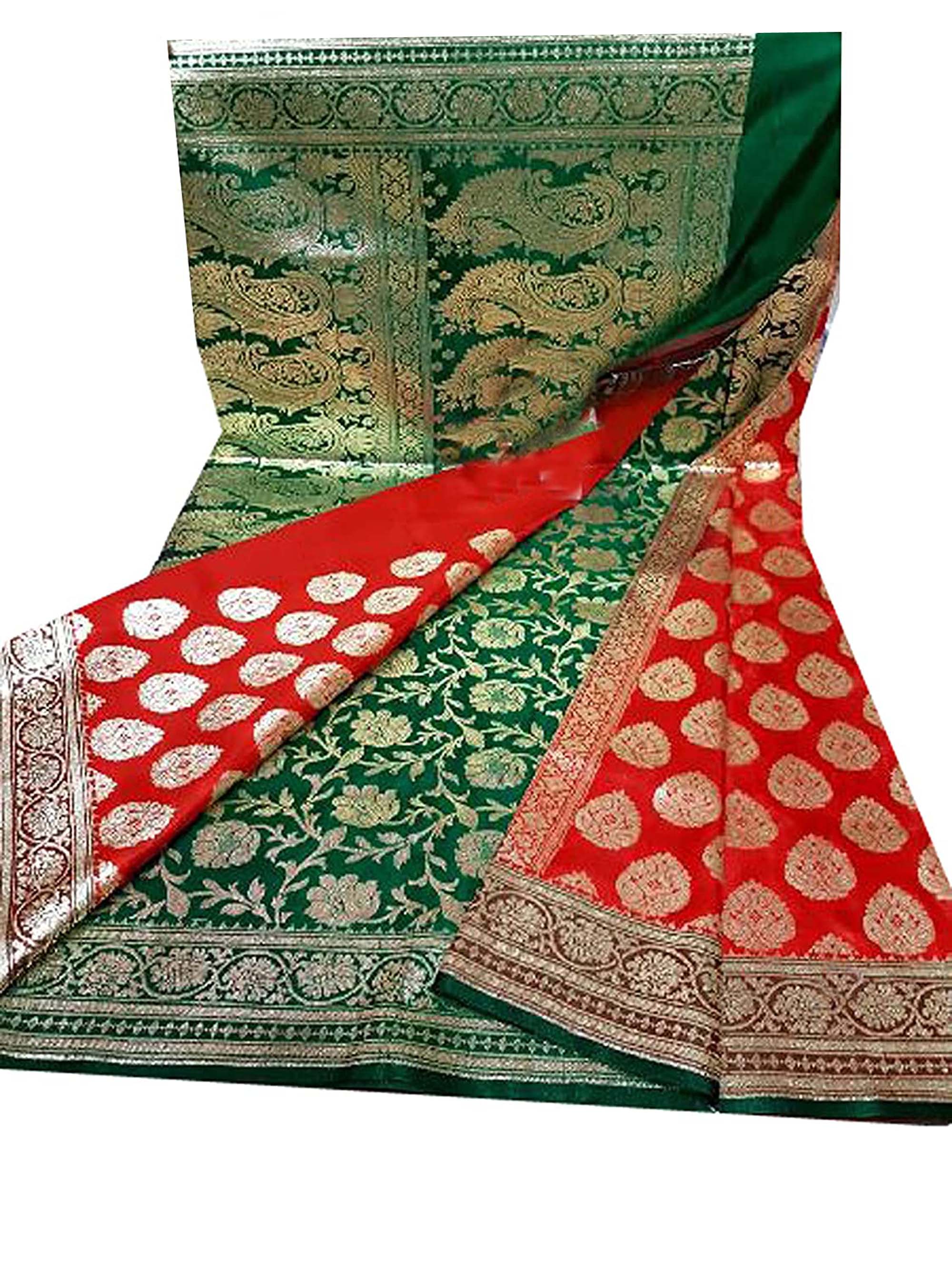 Katan Banarasi Silk Contrast 2 Tone With Blouse Piece 