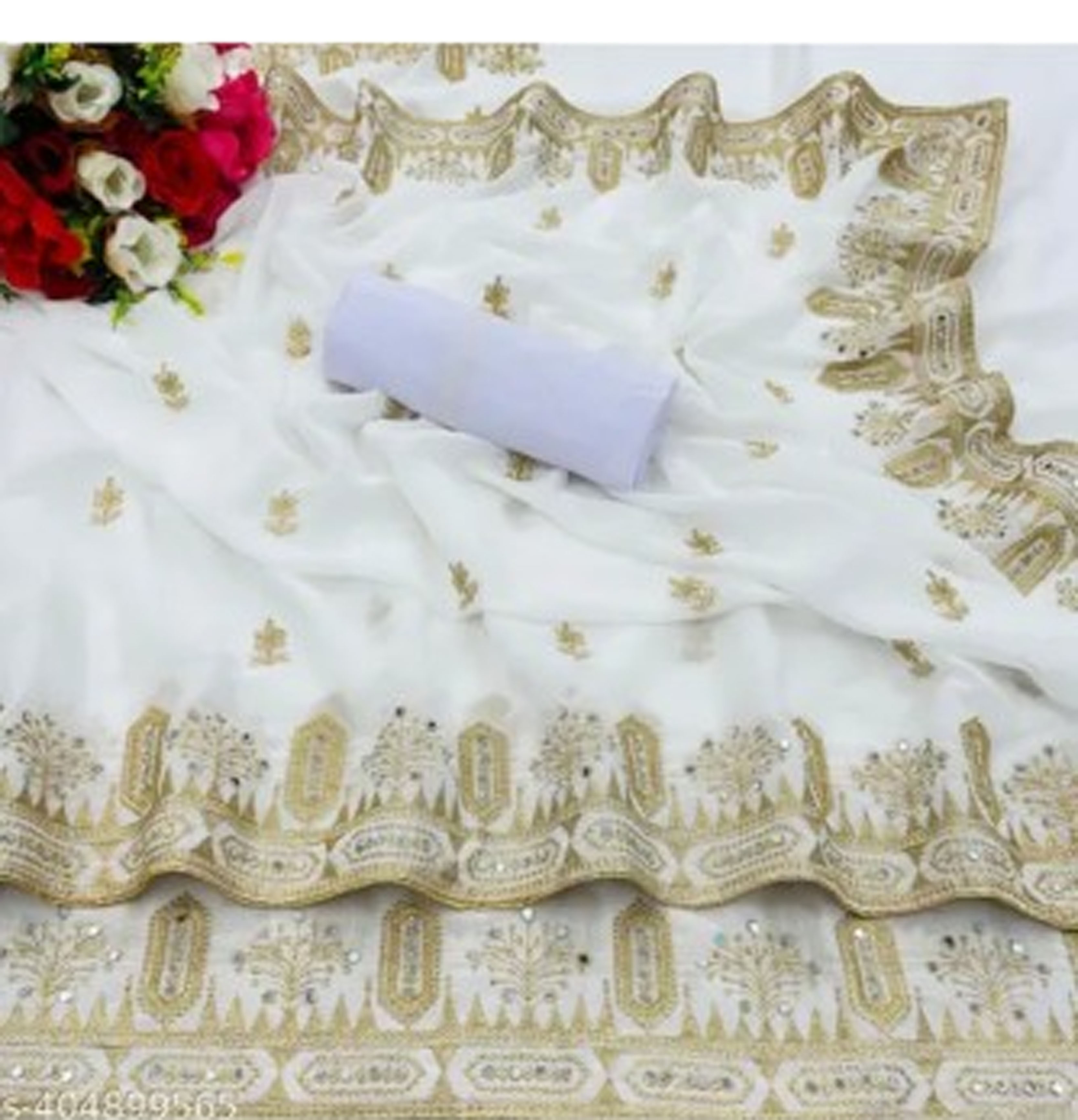  Wedding Bridal Silk Saree Heavy Embroidery Gota Zari Border Saree With Blouse Piece