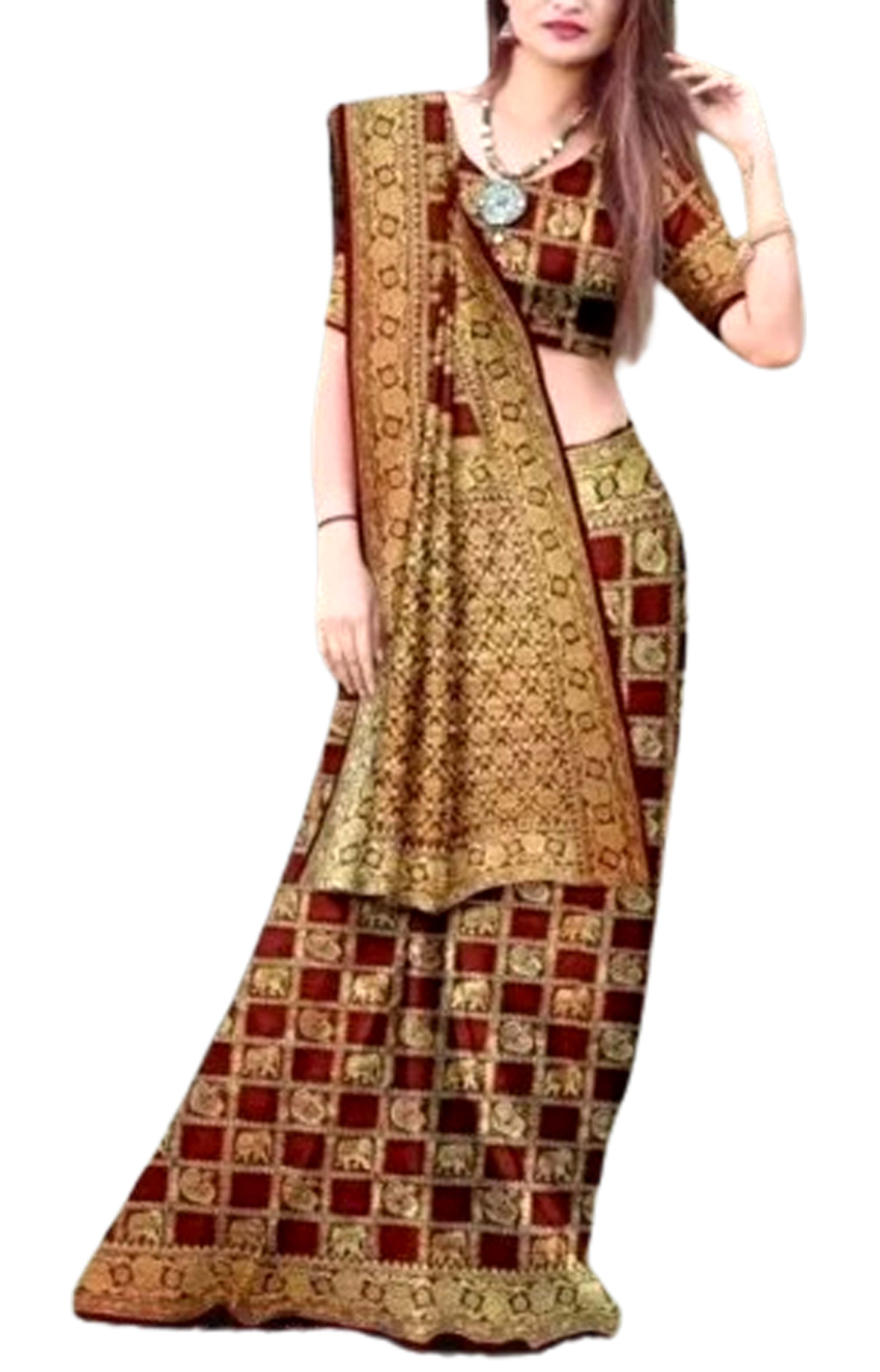 Bandhani Bandhej 2026 Silk Sarees Self Design Zari Weaving Work With Blouse Piece 