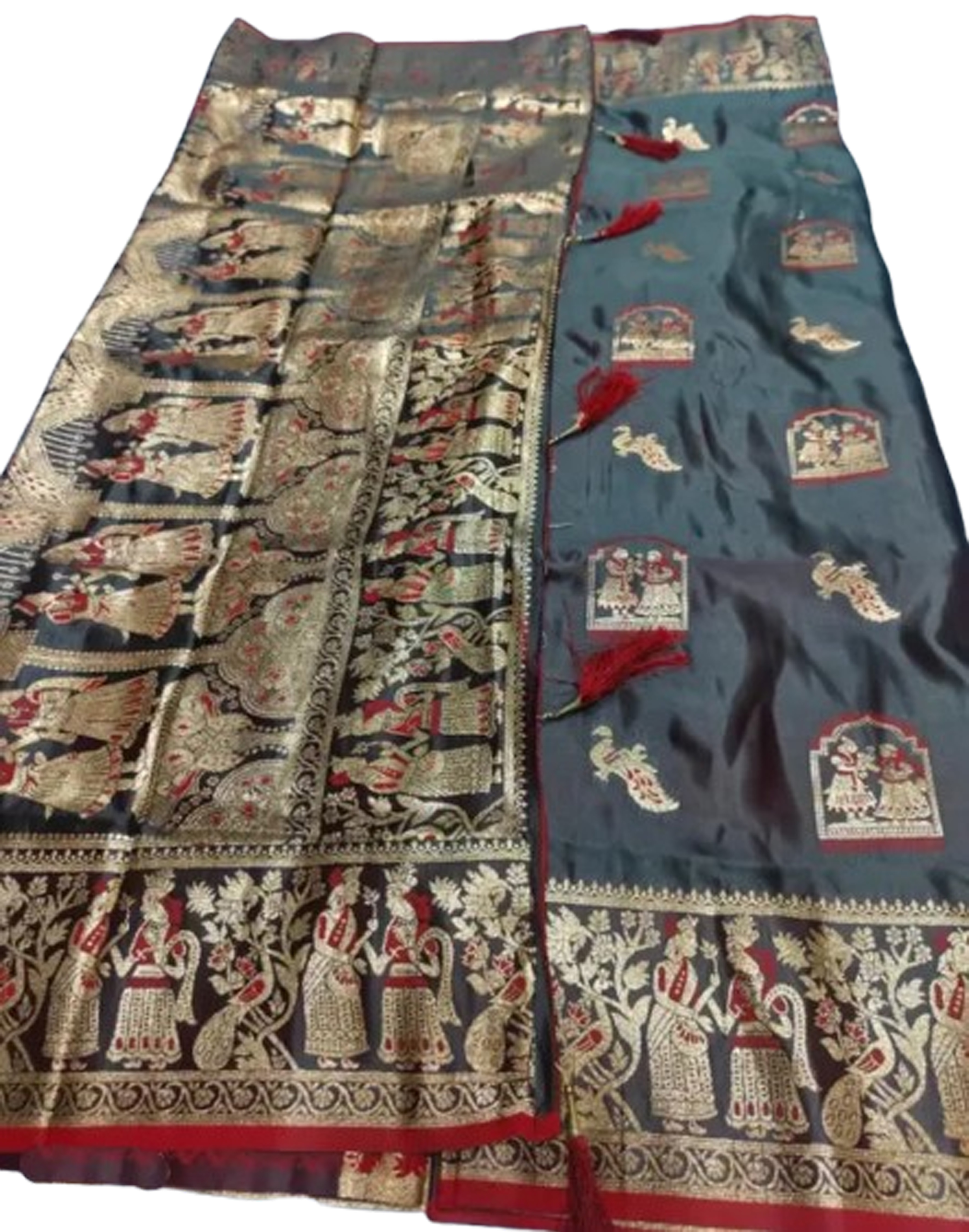 Black Pure Woven Baluchari Saree Handwoven Traditional Design With BP 