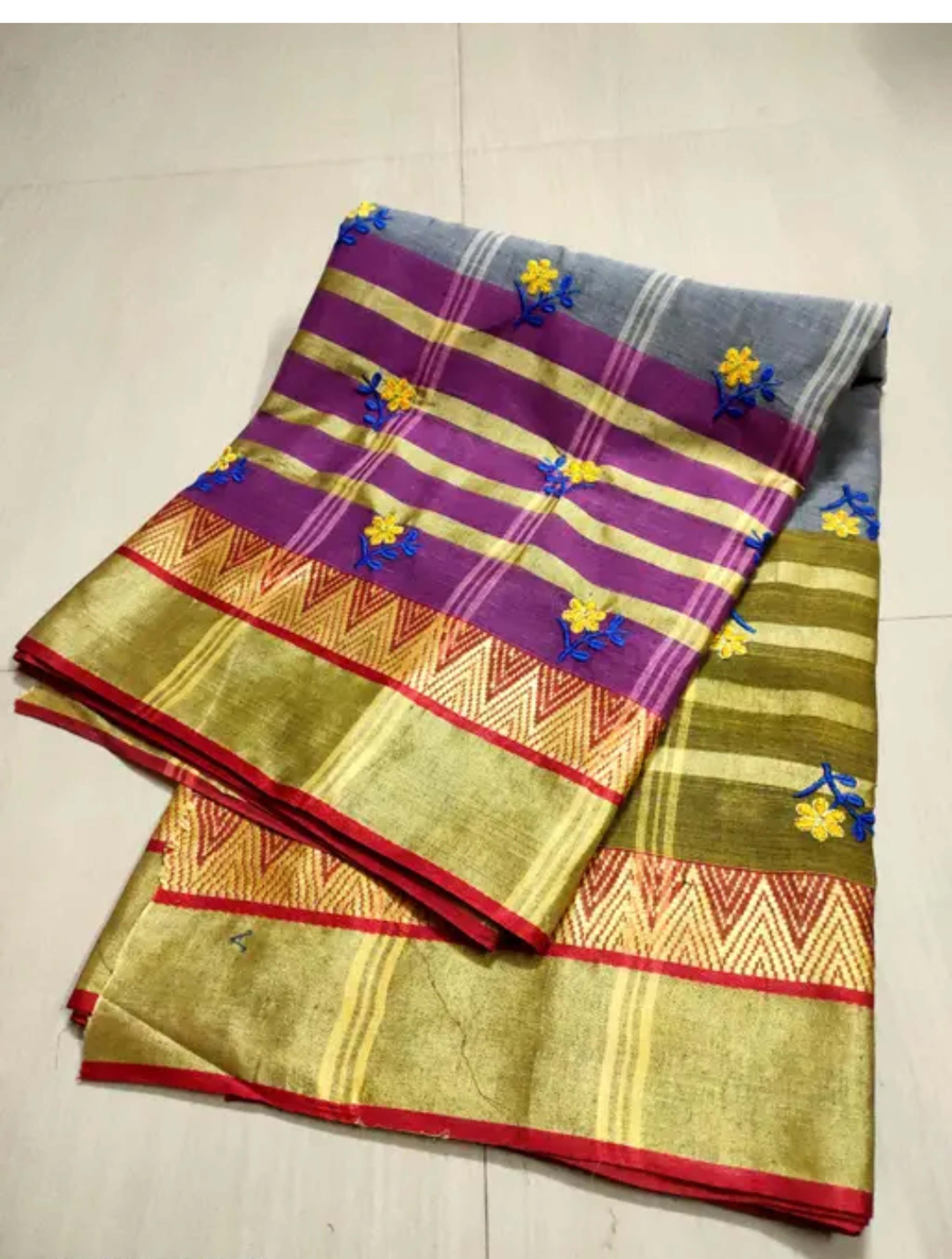 Tant Stripe Dual Tone Saree 