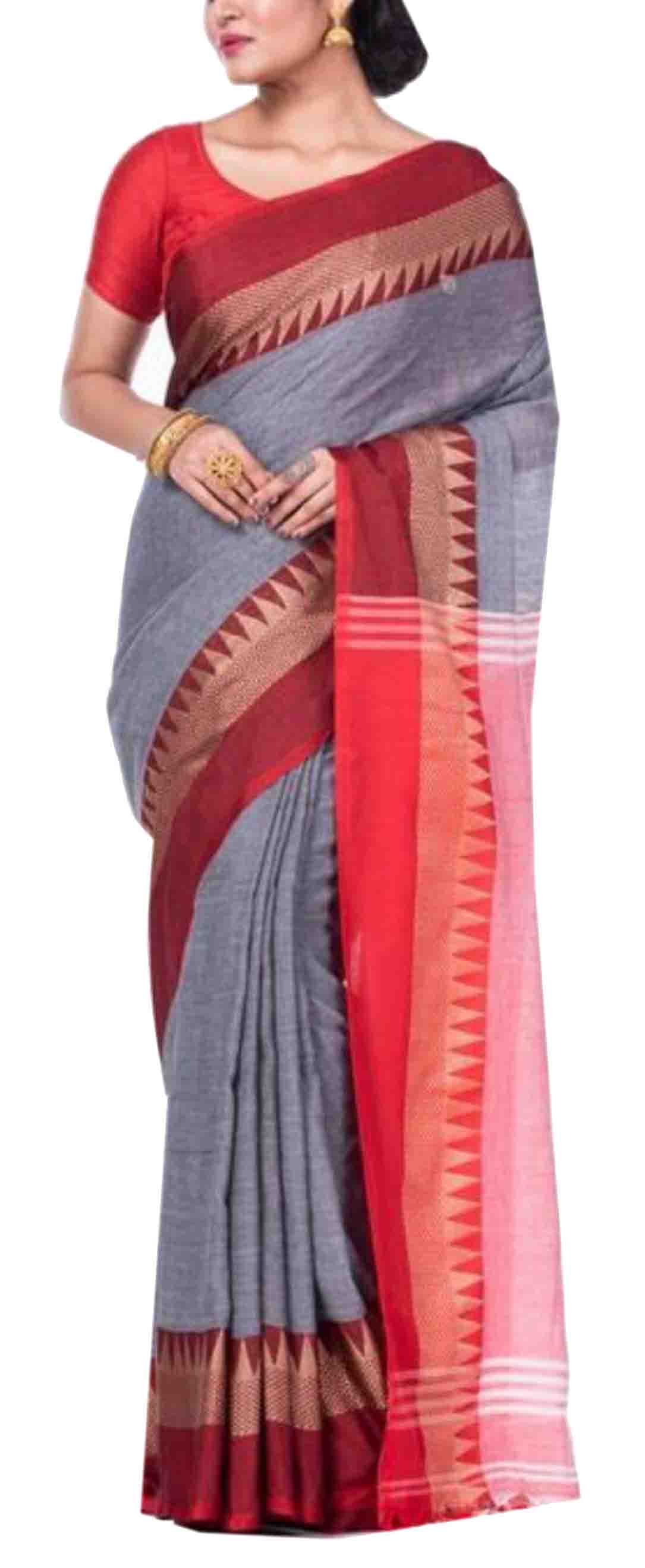  Khadi Cotton Saree Stylish Design with Blouse Piece