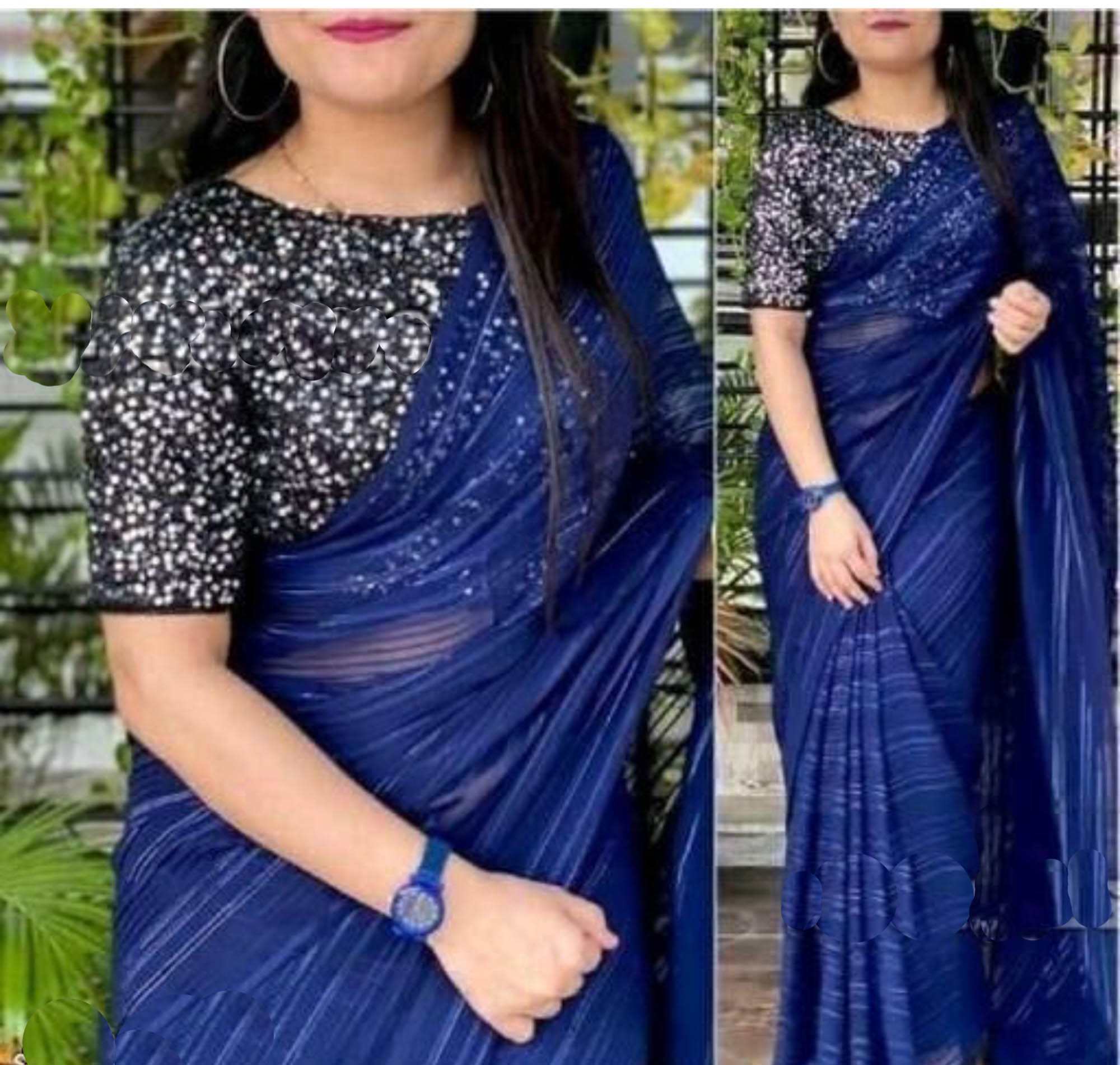 Chiffon Saree Fancy Designer Bollywood With Velvet Blouse Piece 