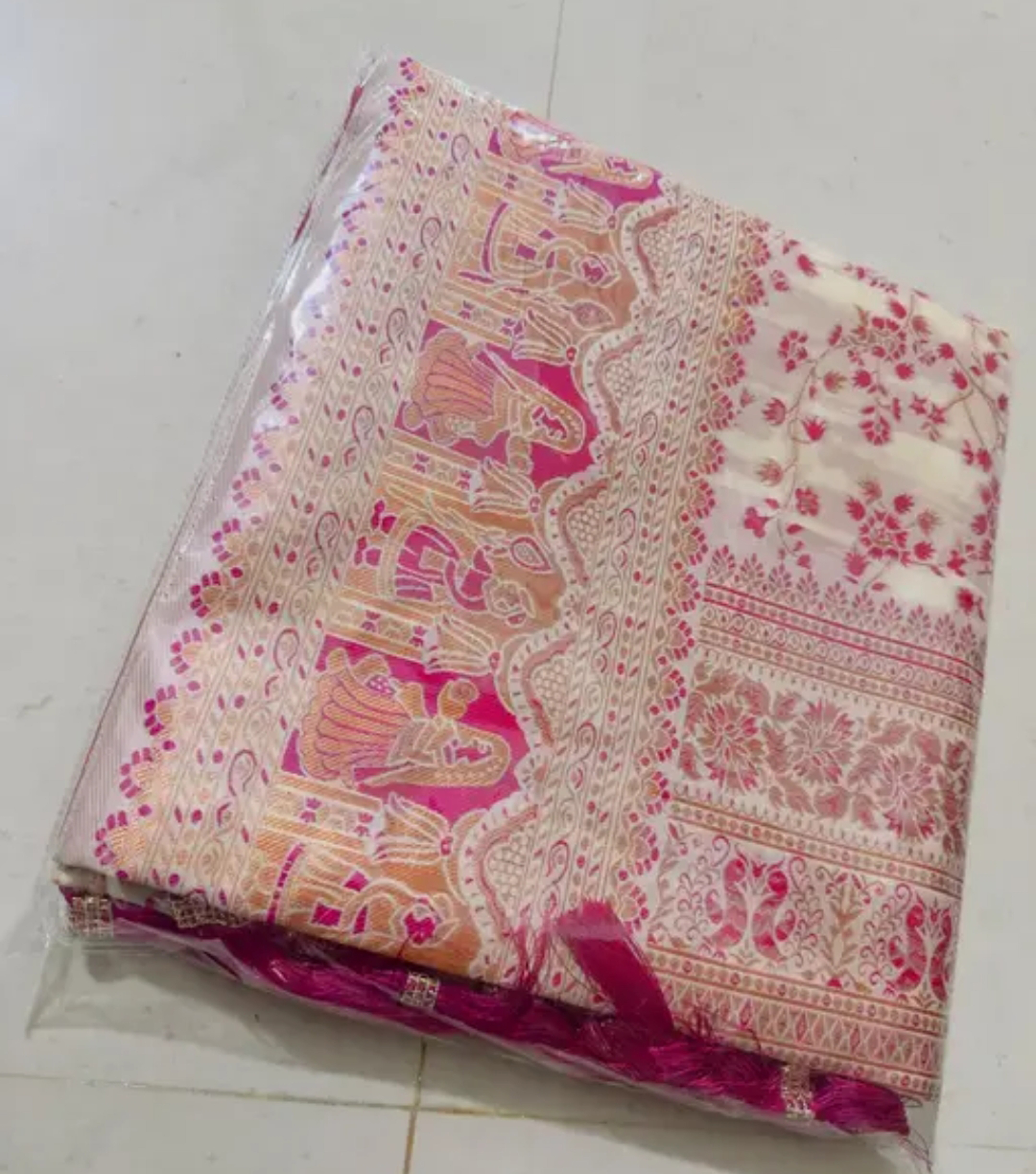 Kashmiri Pashmina Silk Sareed with Traditional Meenakari Work