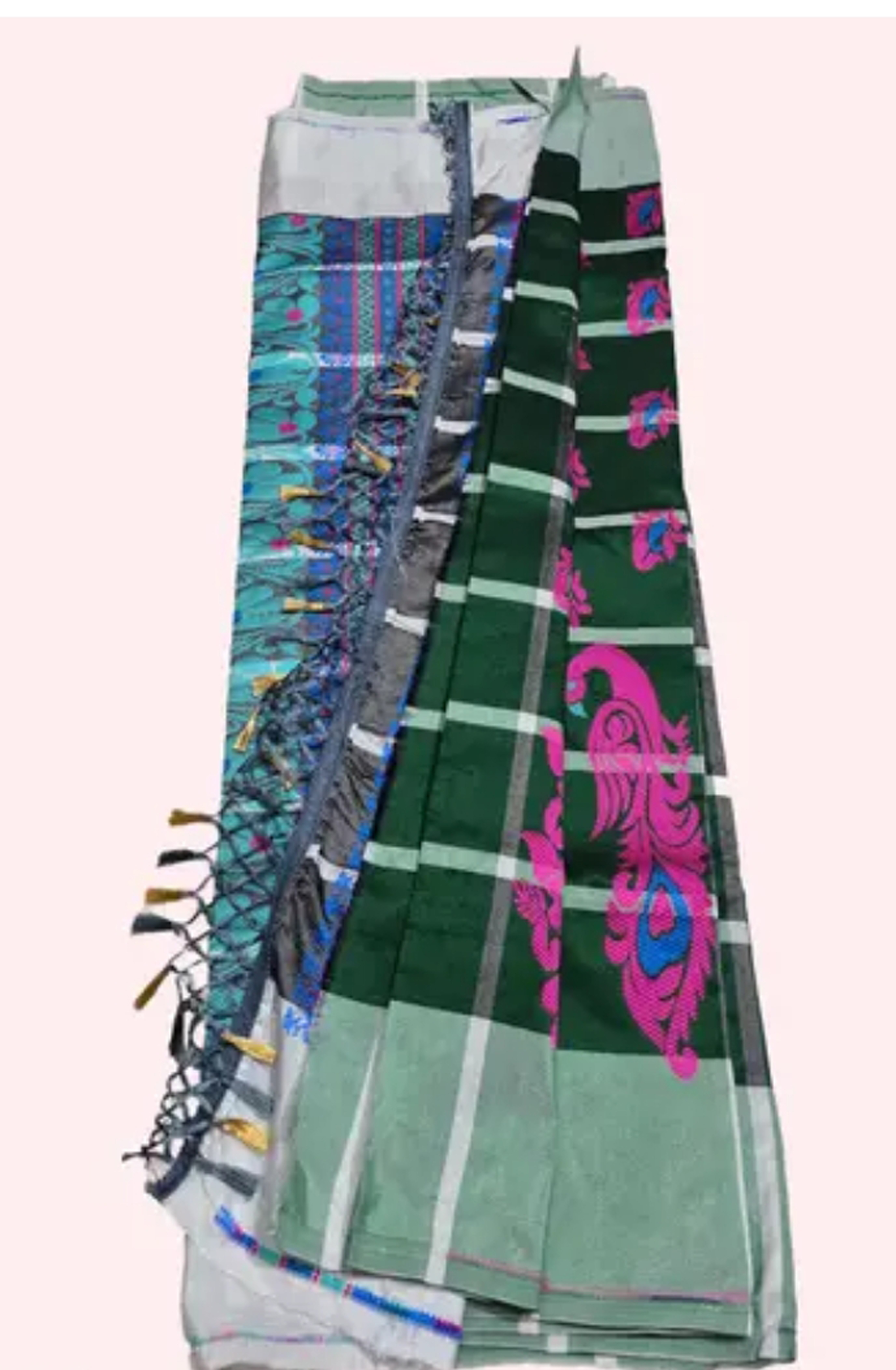 Adibasi Tribal Santali Saree Panchi Lumang Embroidered Green