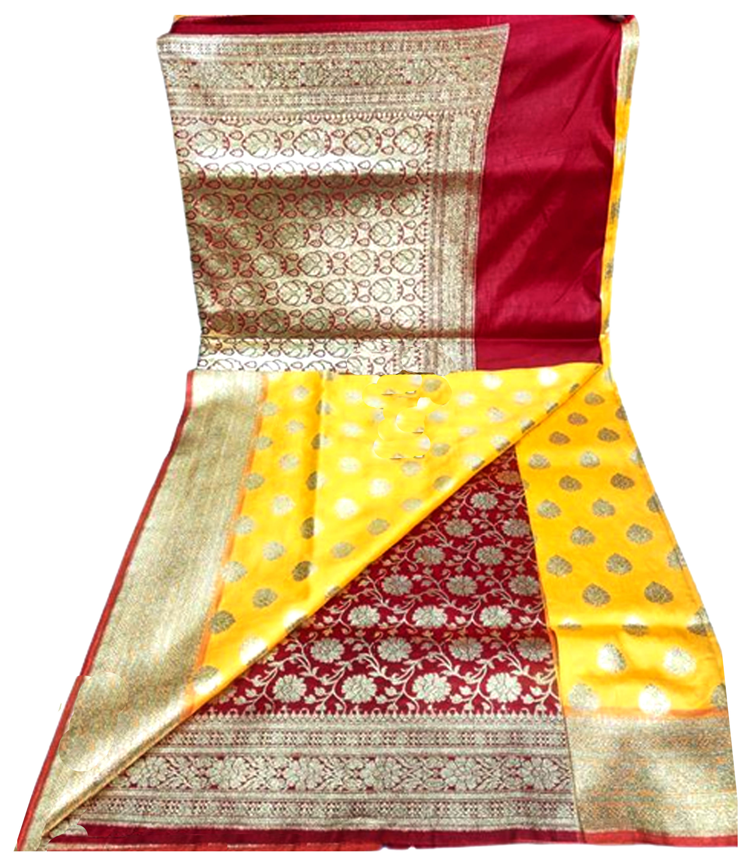 Katan Banarasi Silk Contrast 2 Tone With Blouse Piece 
