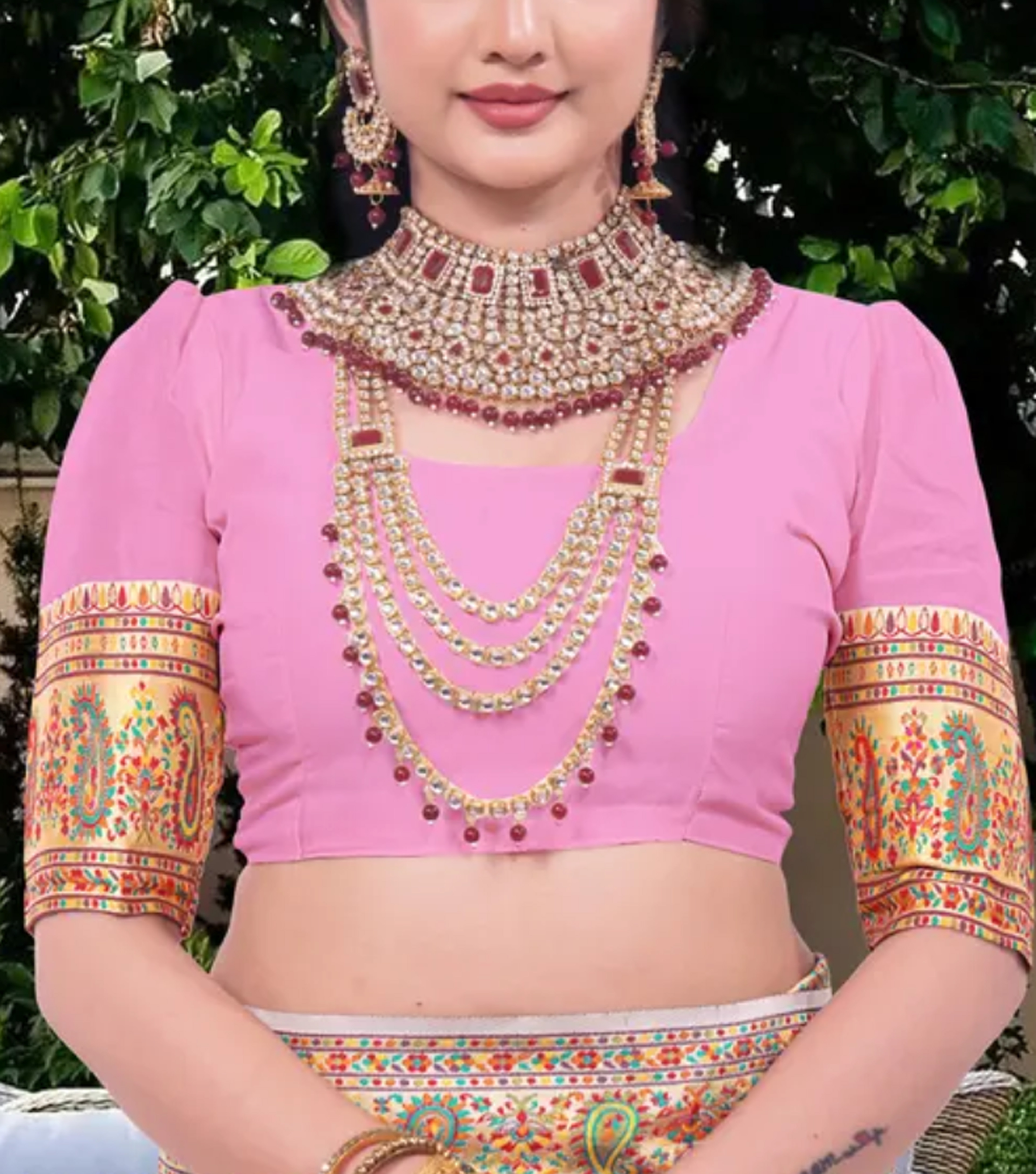  Kashmiri Pashmina Silk Pink Saree with Traditional Meenakari Work 