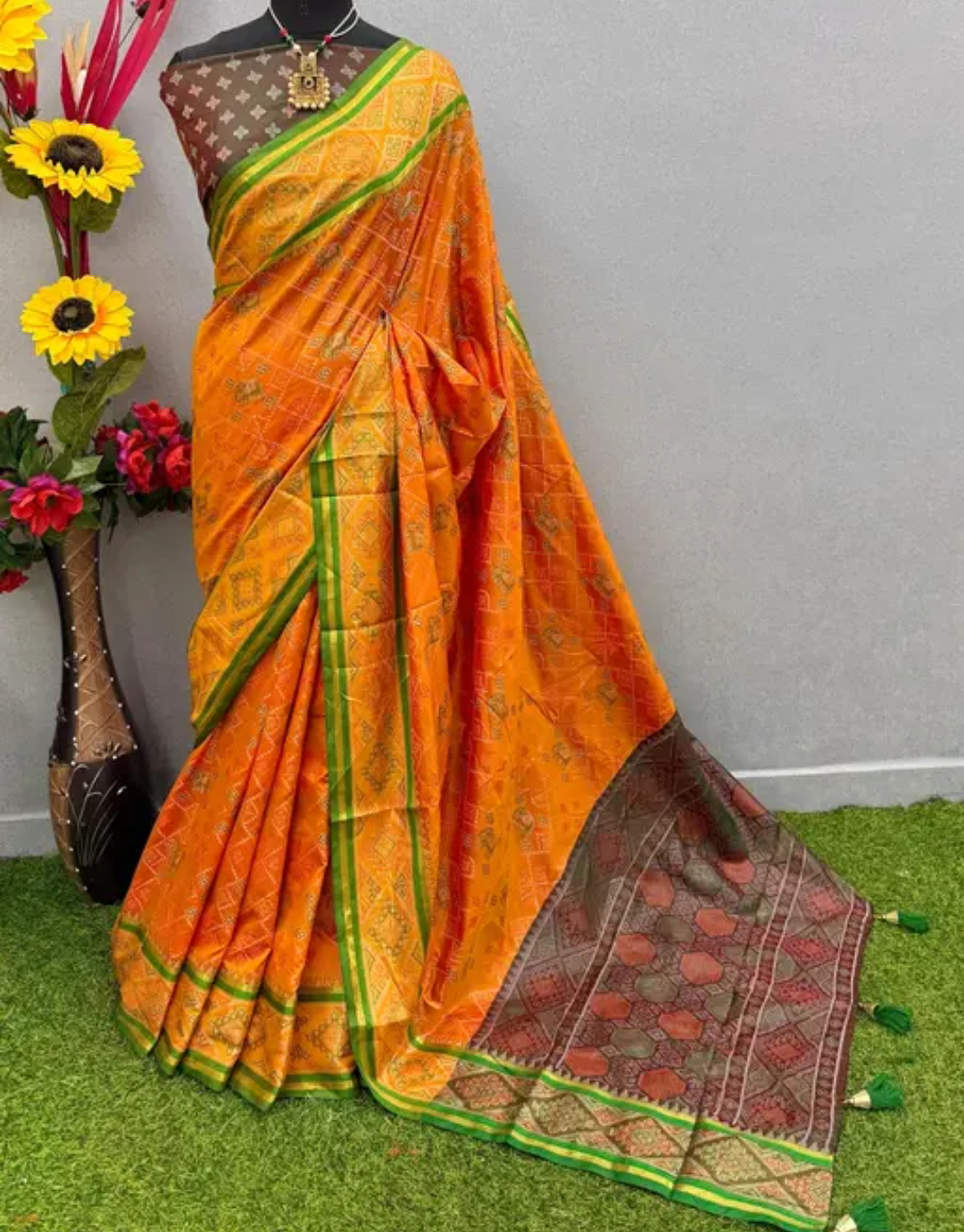  Patola Silk Saree Traditional with Blouse Piece