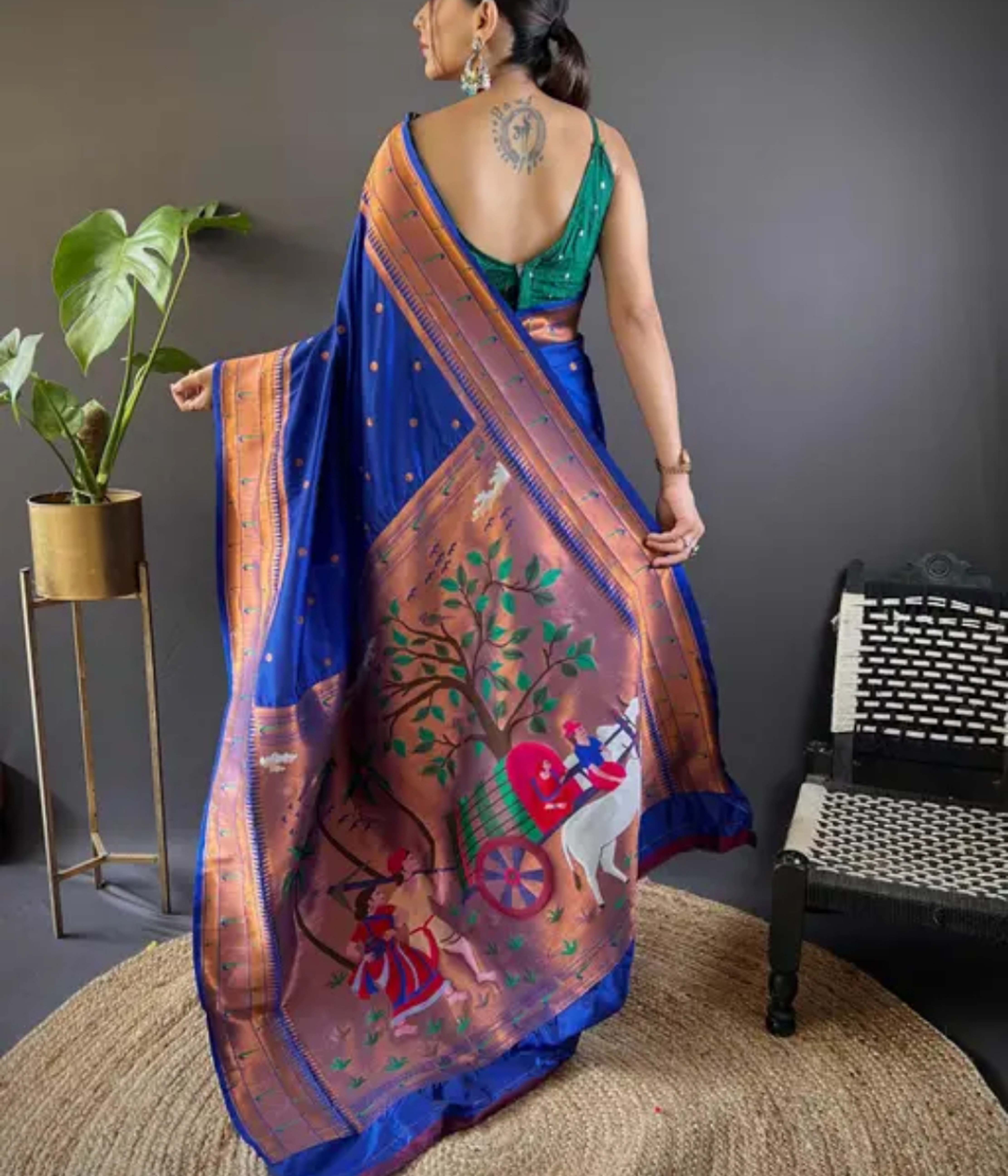 Wedding Paithani Silk Zari Weaving Saree With Blouse Piece