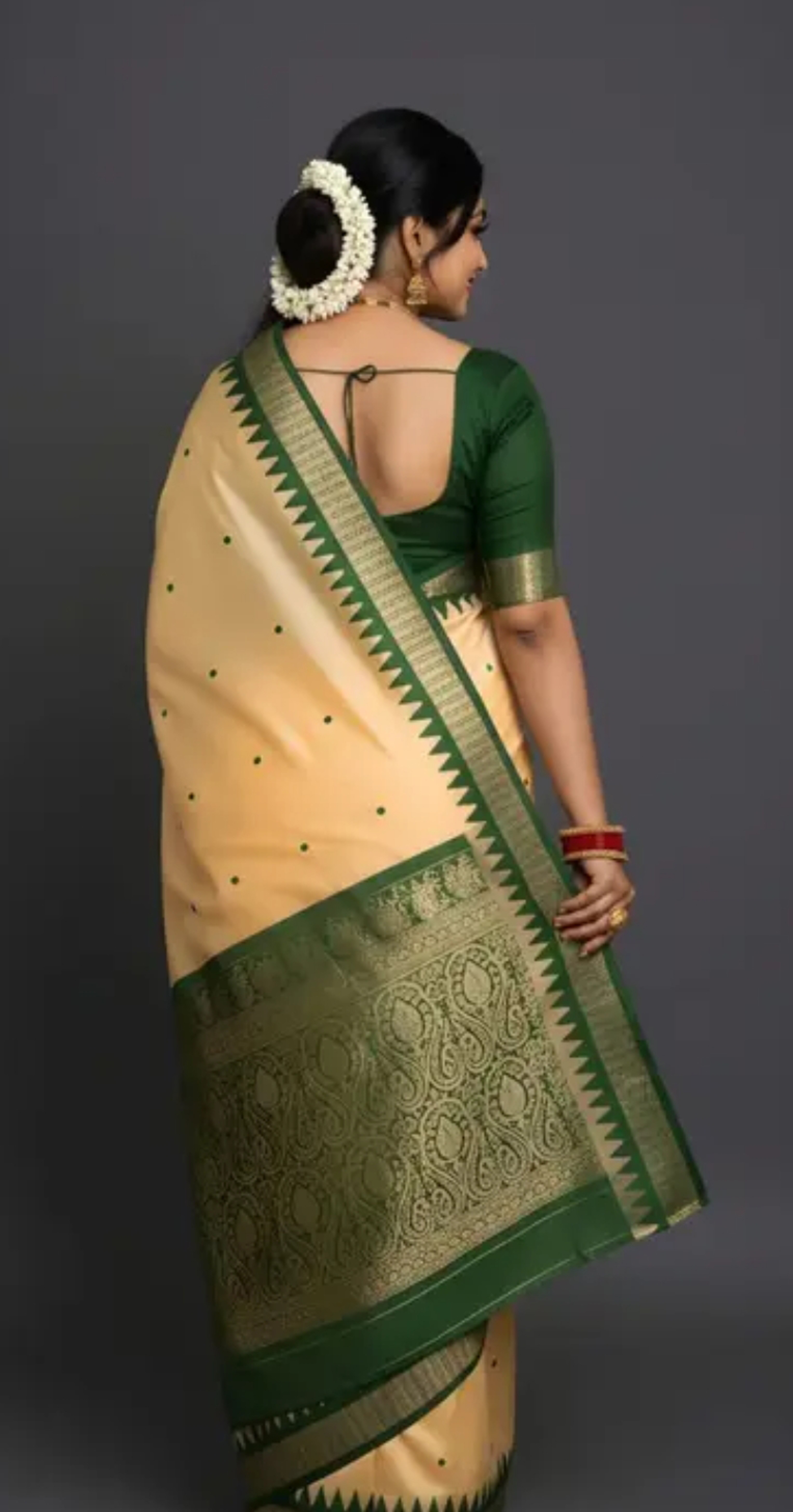 Bomkai Sambalpuri Cream Temple Border Traditional Design With Blouse Piece 