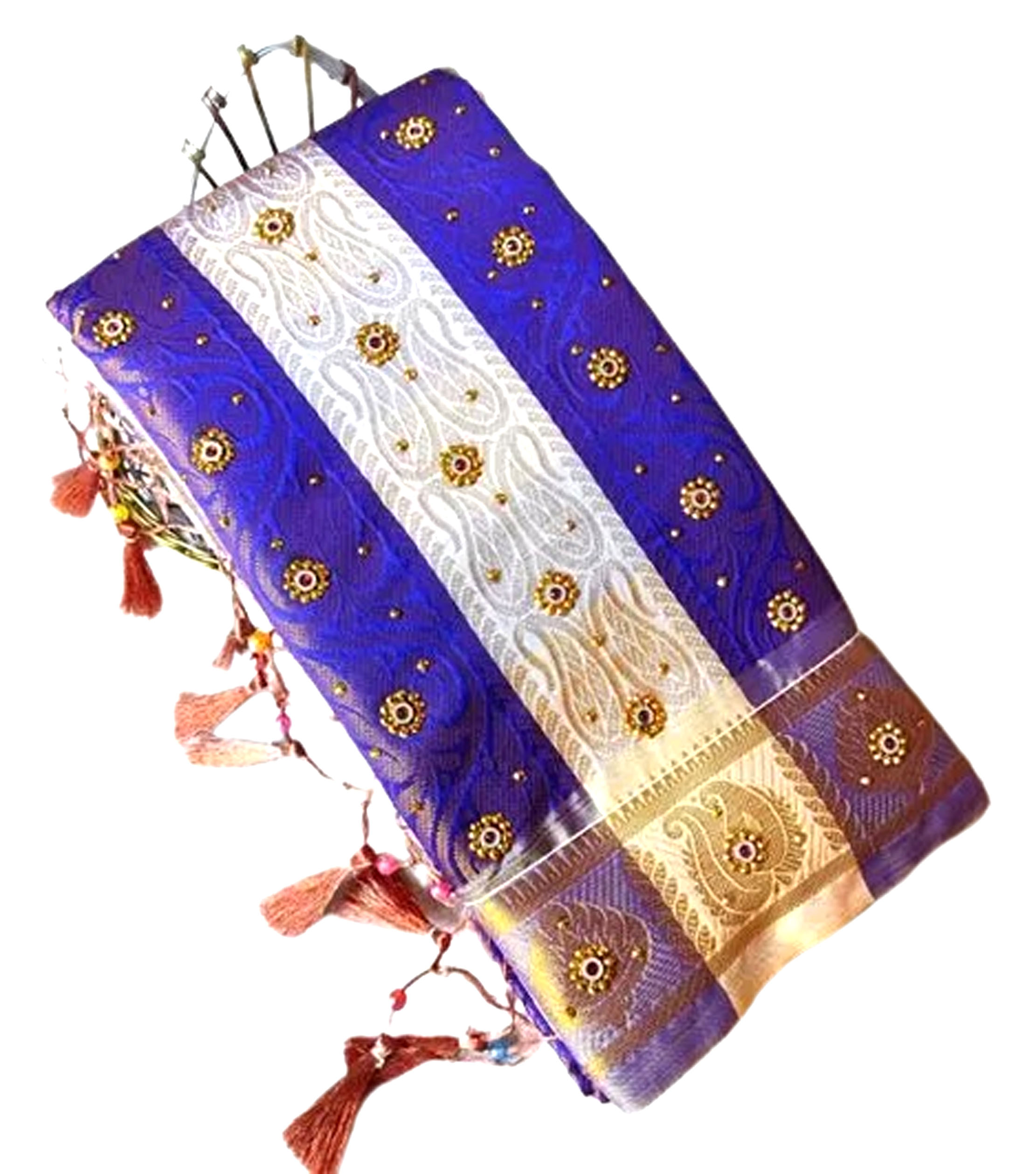 Bridal Brocade Banarasi Silk Saree Stone Work with All over Zari Border 