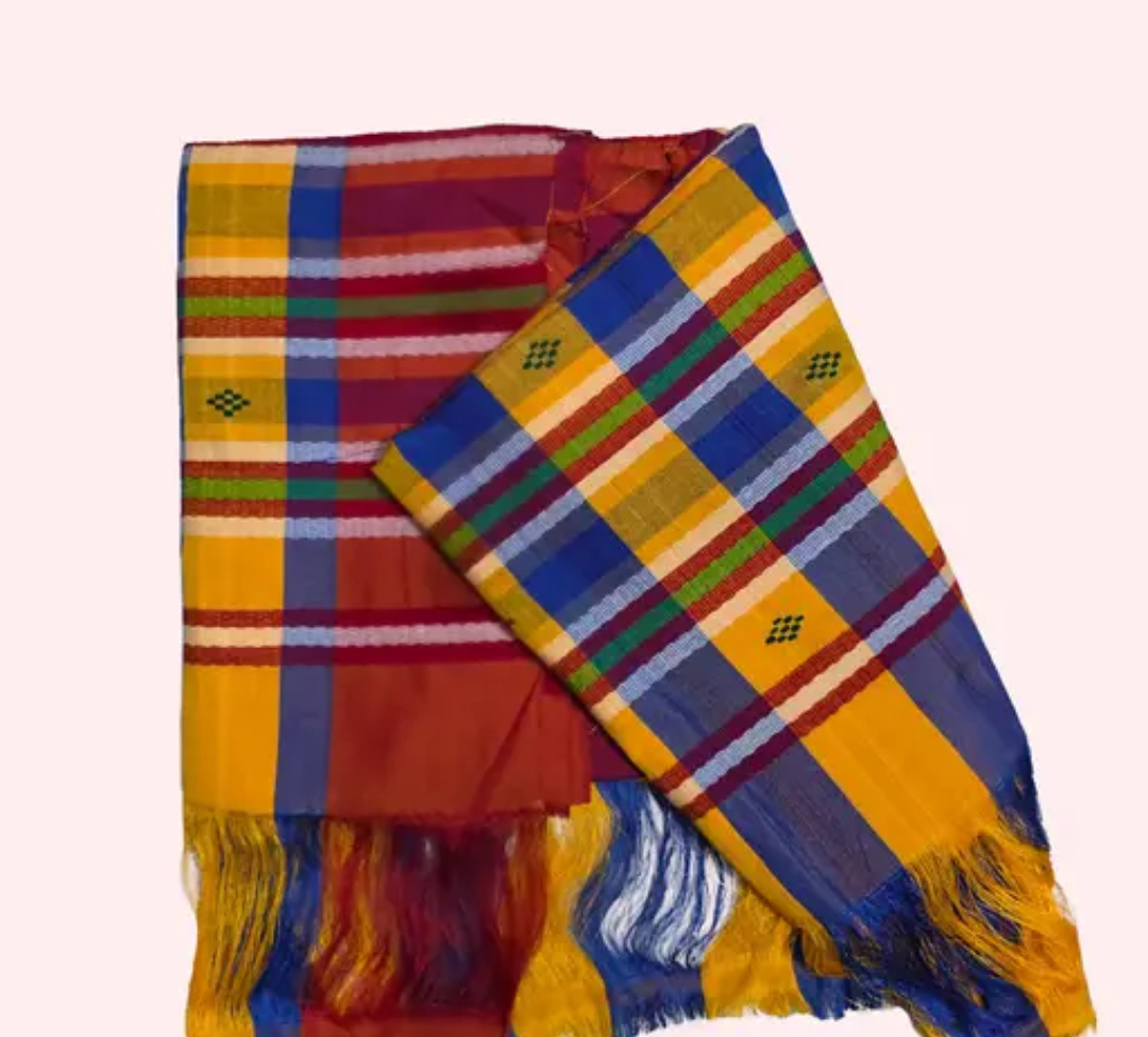 Adibasi Tribal Santali Cotton Saree Panchi Lumang Embroidered Yellow Blue Red