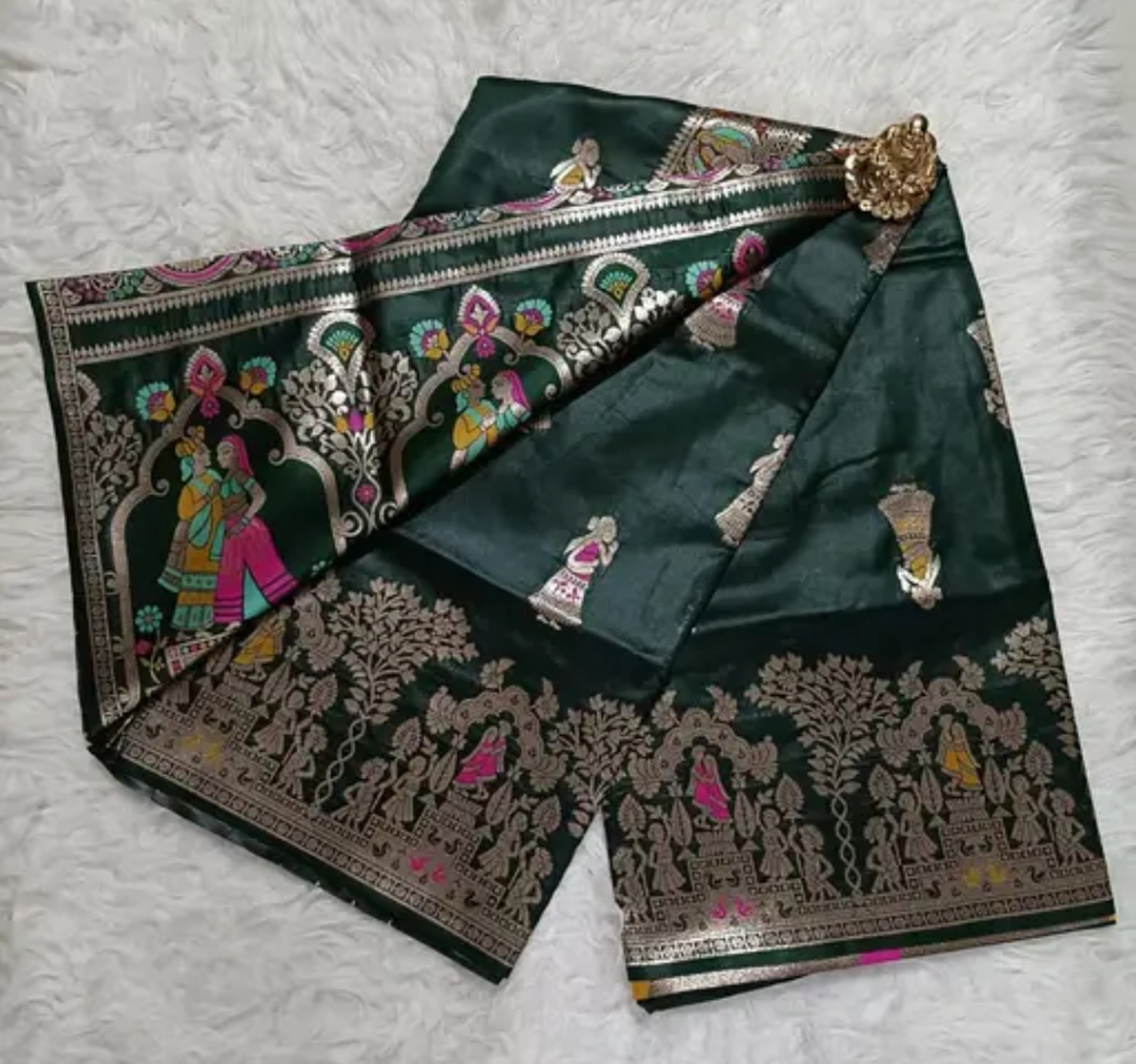 Pure Woven Baluchari Saree Handwoven Traditional Design With BP 