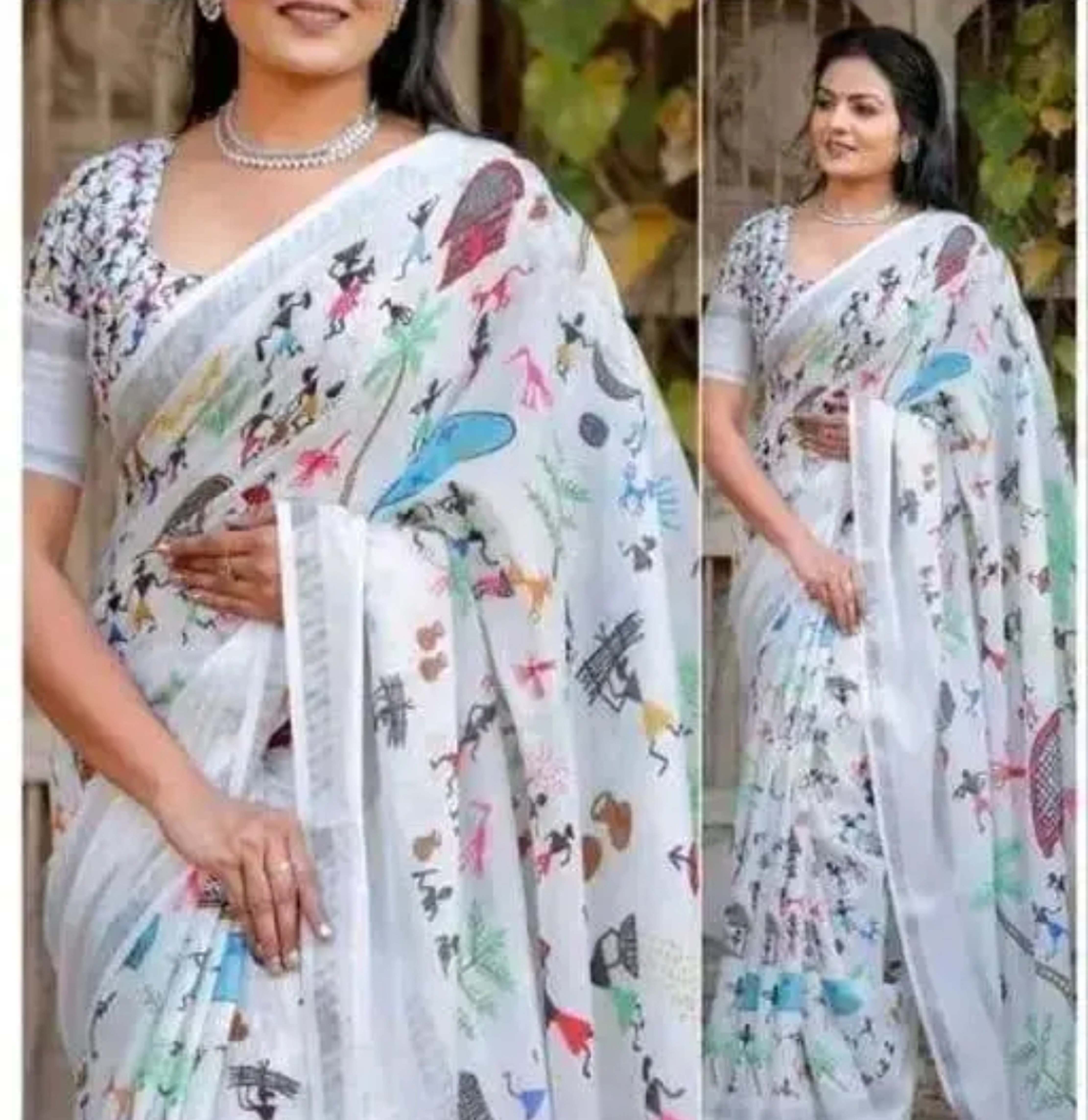 Jolly Mulmul Saree Cotton Handloom - Blue