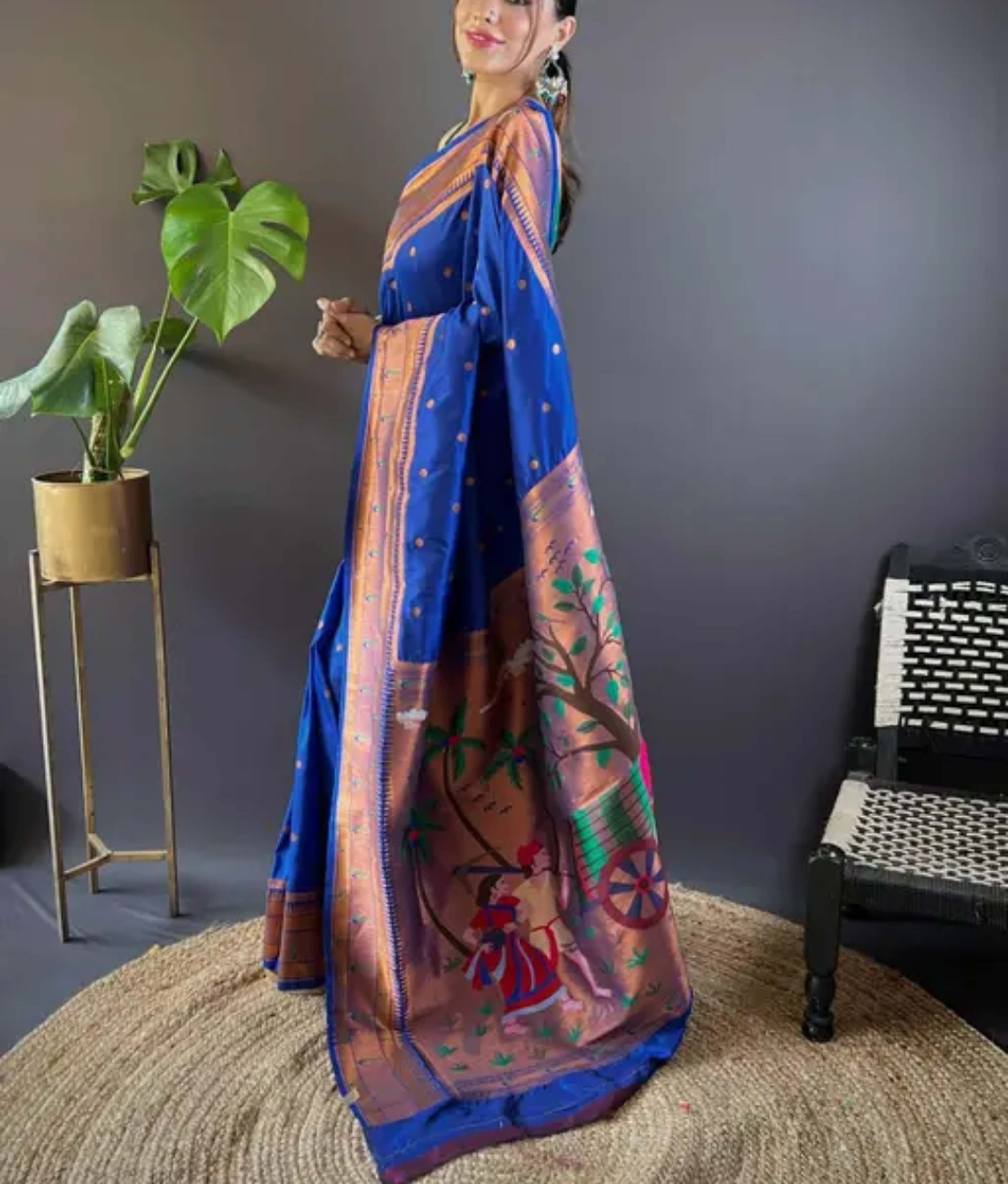 Wedding Paithani Silk Zari Weaving Saree With Blouse Piece