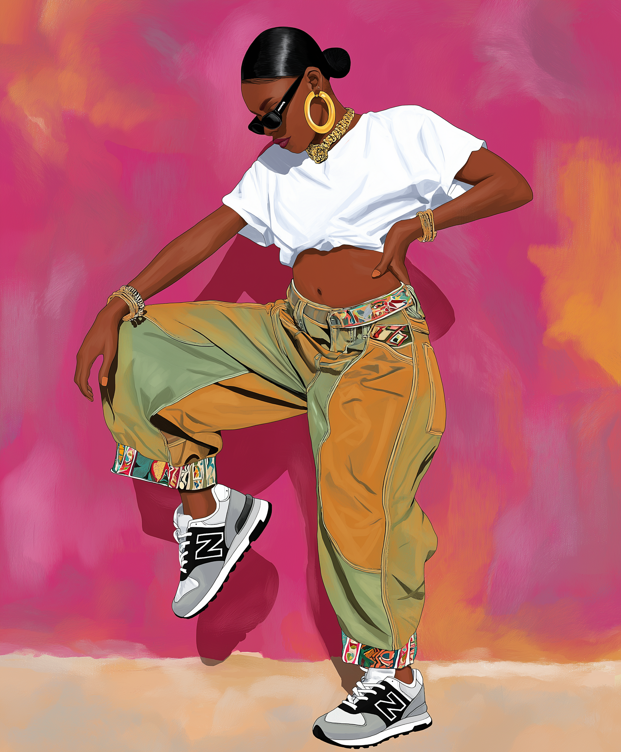 Colorful Patchwork Baggy Pants Hi Res Download