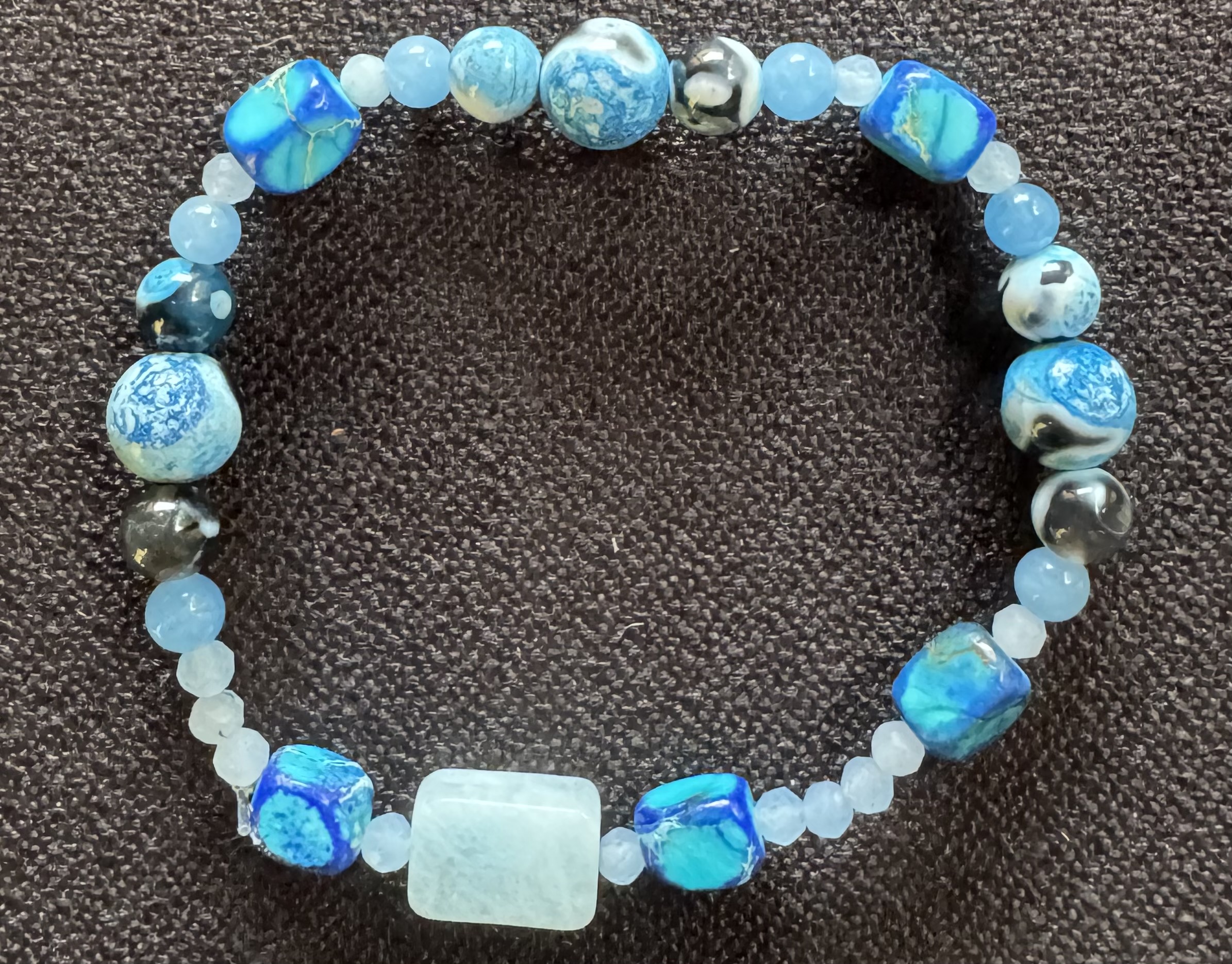 Blue Aquamarine and Morganite Necklace and Bracelet Set
