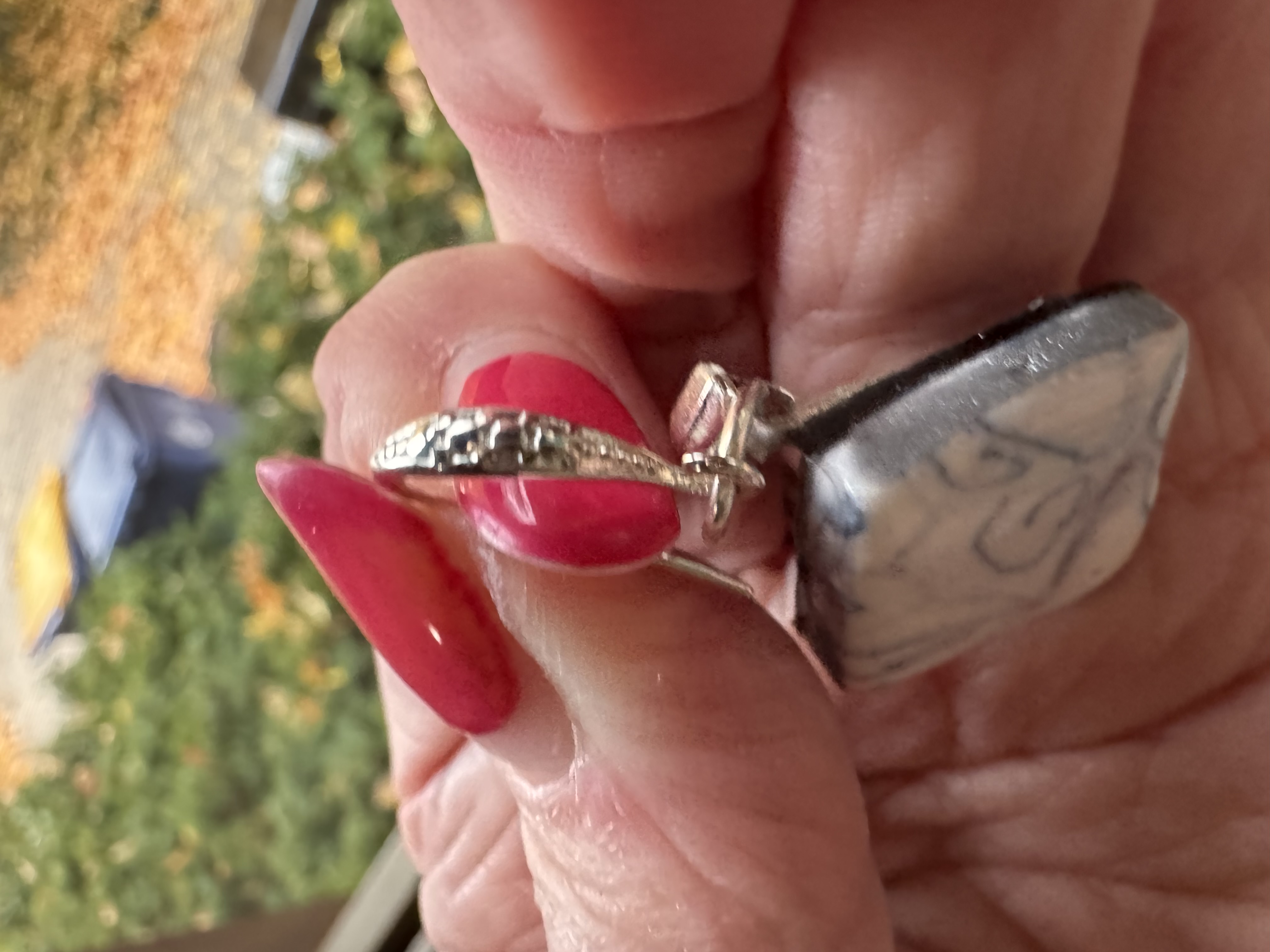 Blue Swirl Pendant Necklace and Decorative Silver Hoop Earrings Set