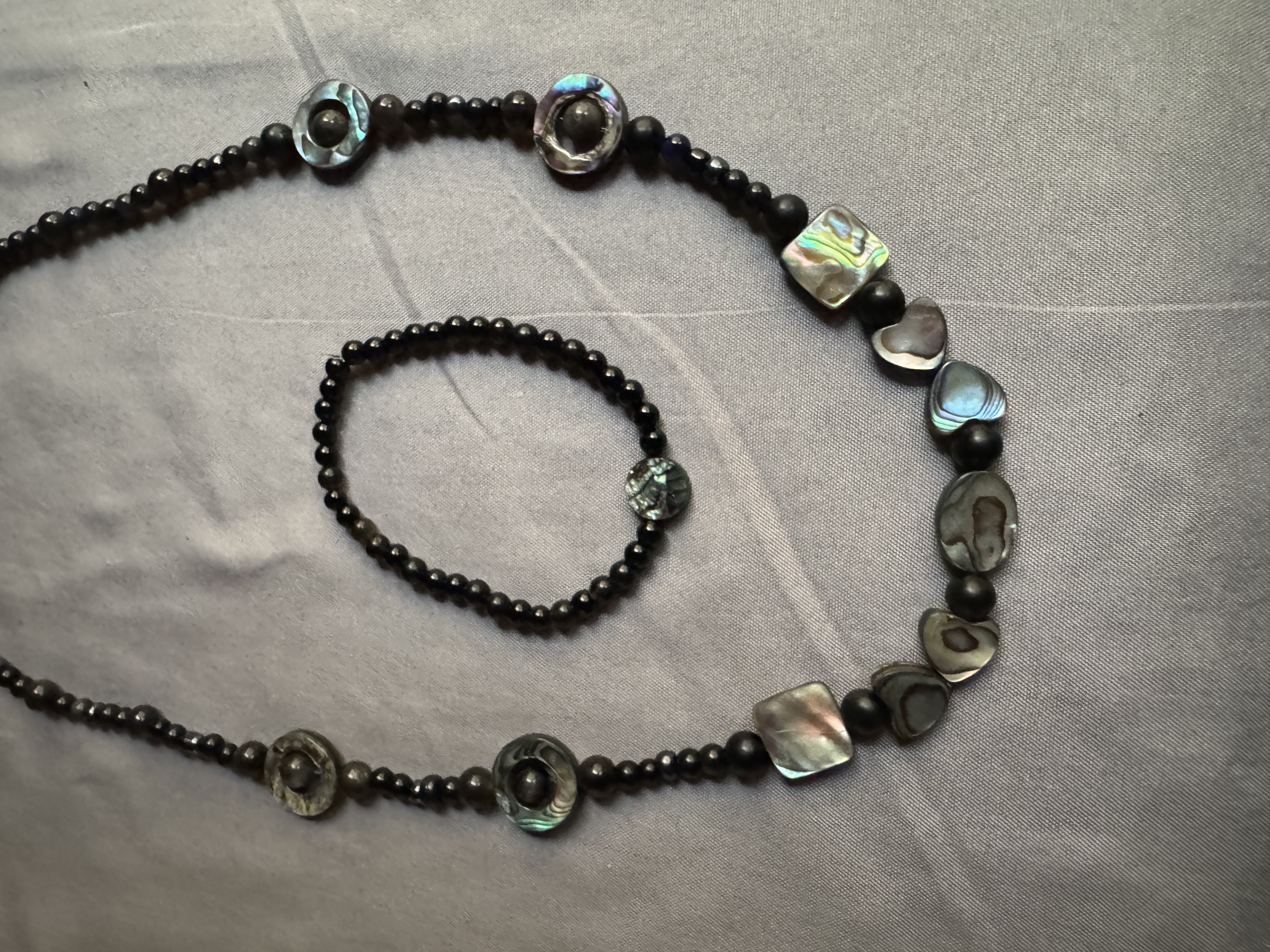 Handcrafted Abalone Shell Necklace and Bracelet Set