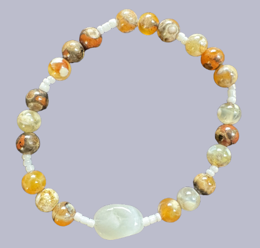 Picture Jasper and Quartz Necklace and Bracelet Set