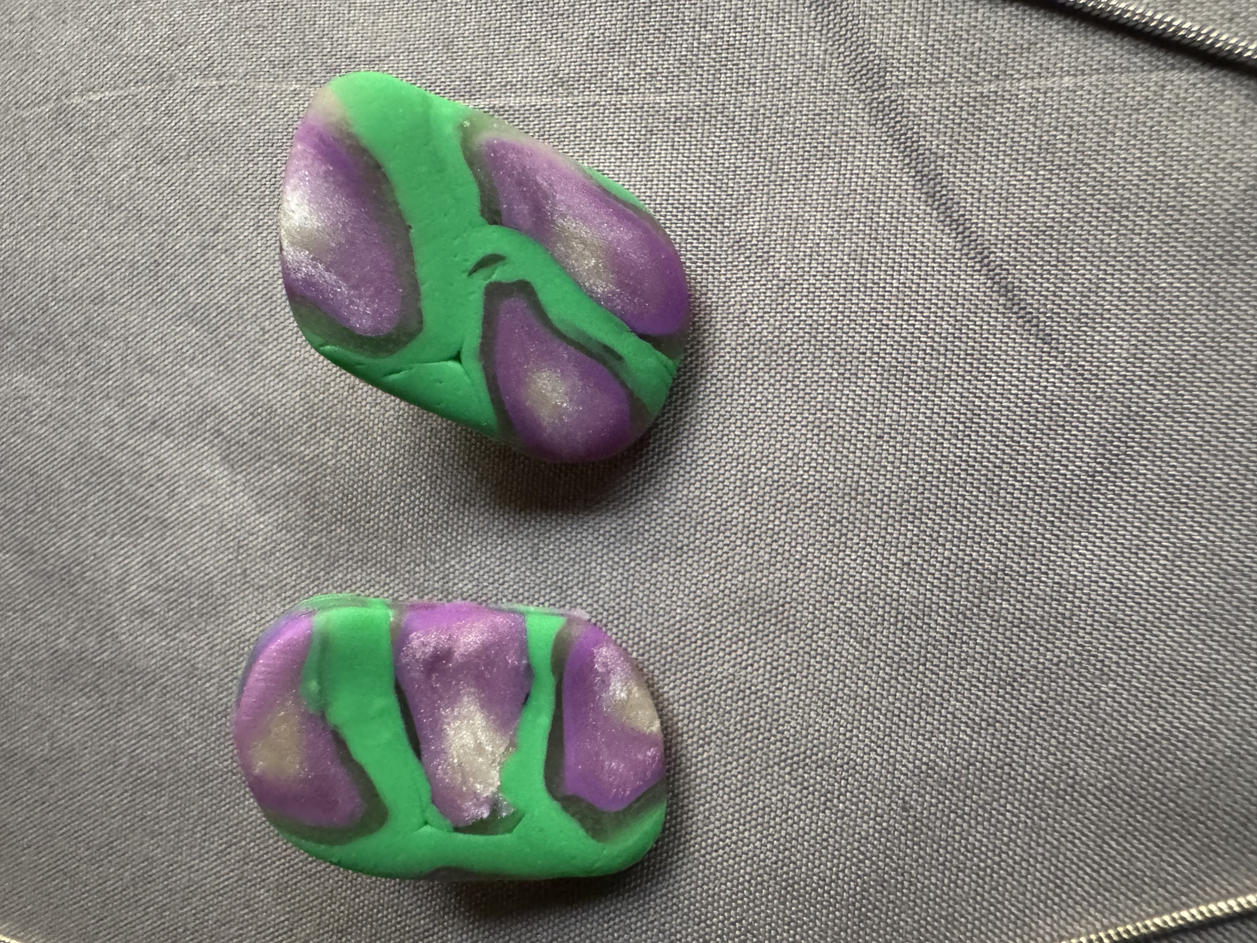 Handmade Purple and Green Leaf Necklace with Matching Earrings