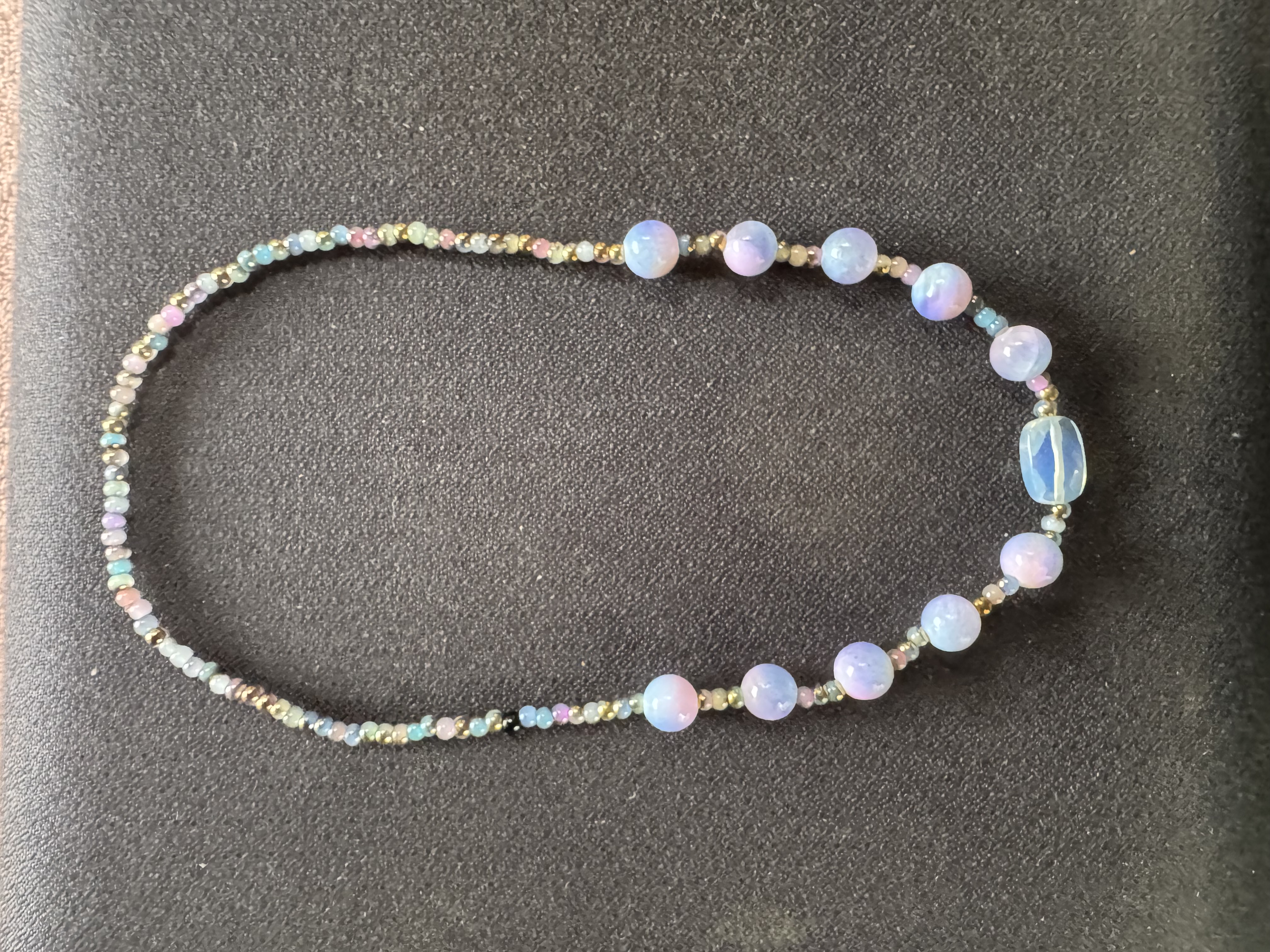 Handmade Beaded Necklace with Quartz Gemstone 