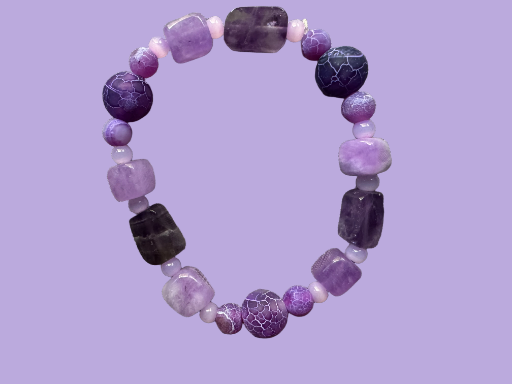 Handmade Amethyst and Citrine Gemstone Necklace and Bracelet Set