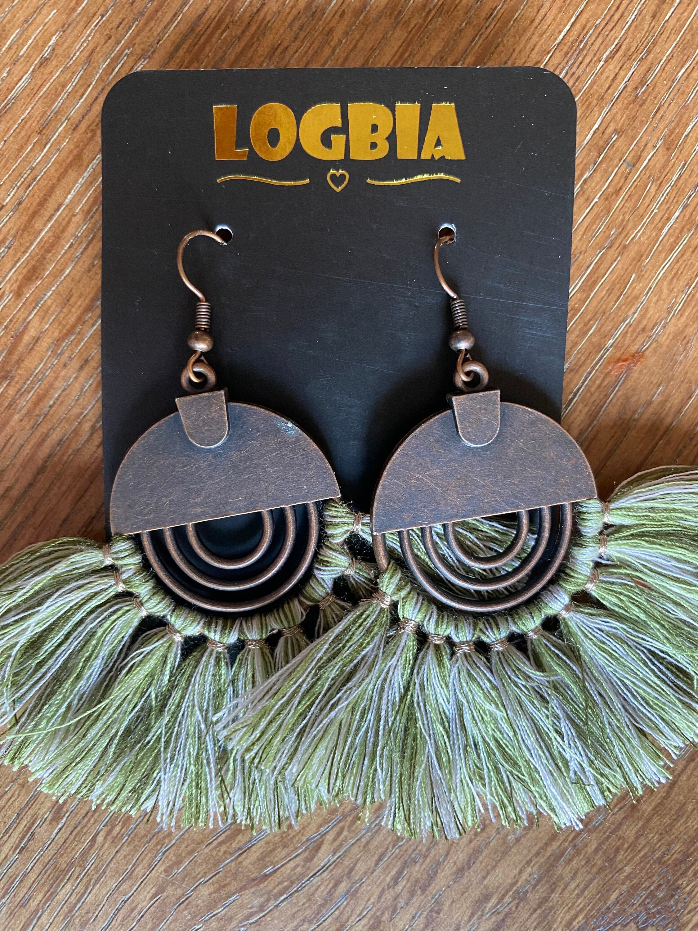 Green Medallion Tassel Earrings