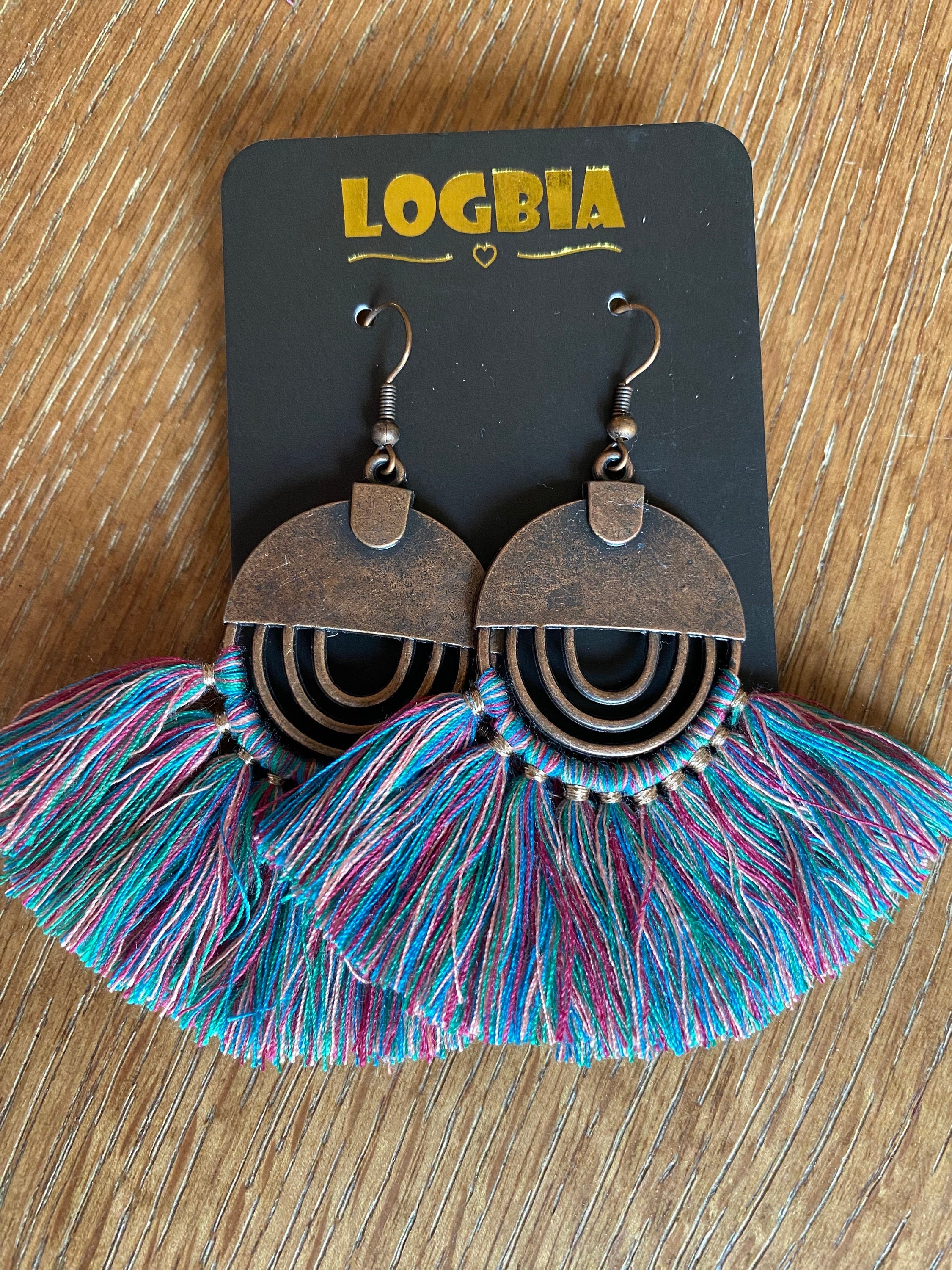 Multicolor Medallion Tassel Earrings