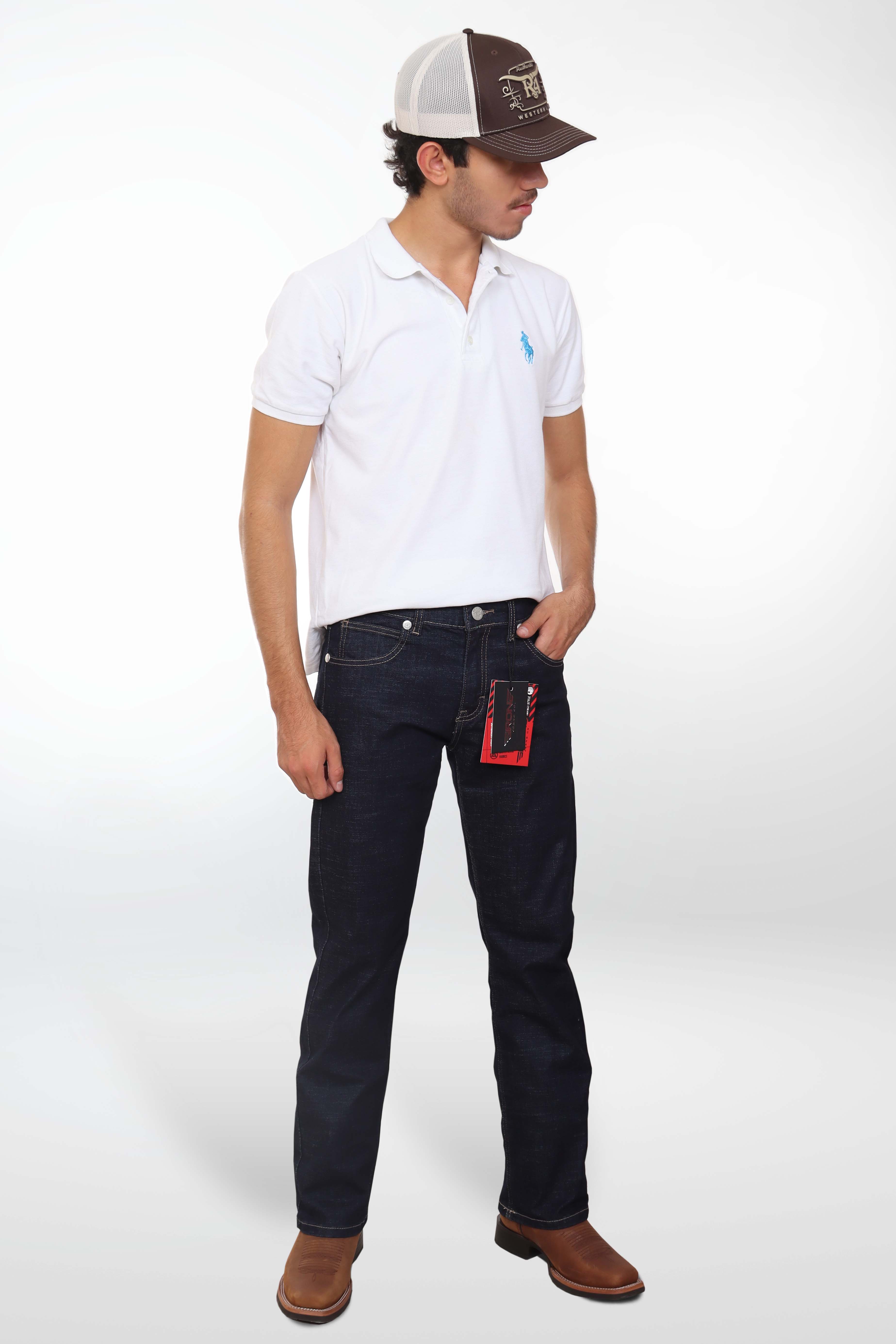 Jeans straight blue dark liso