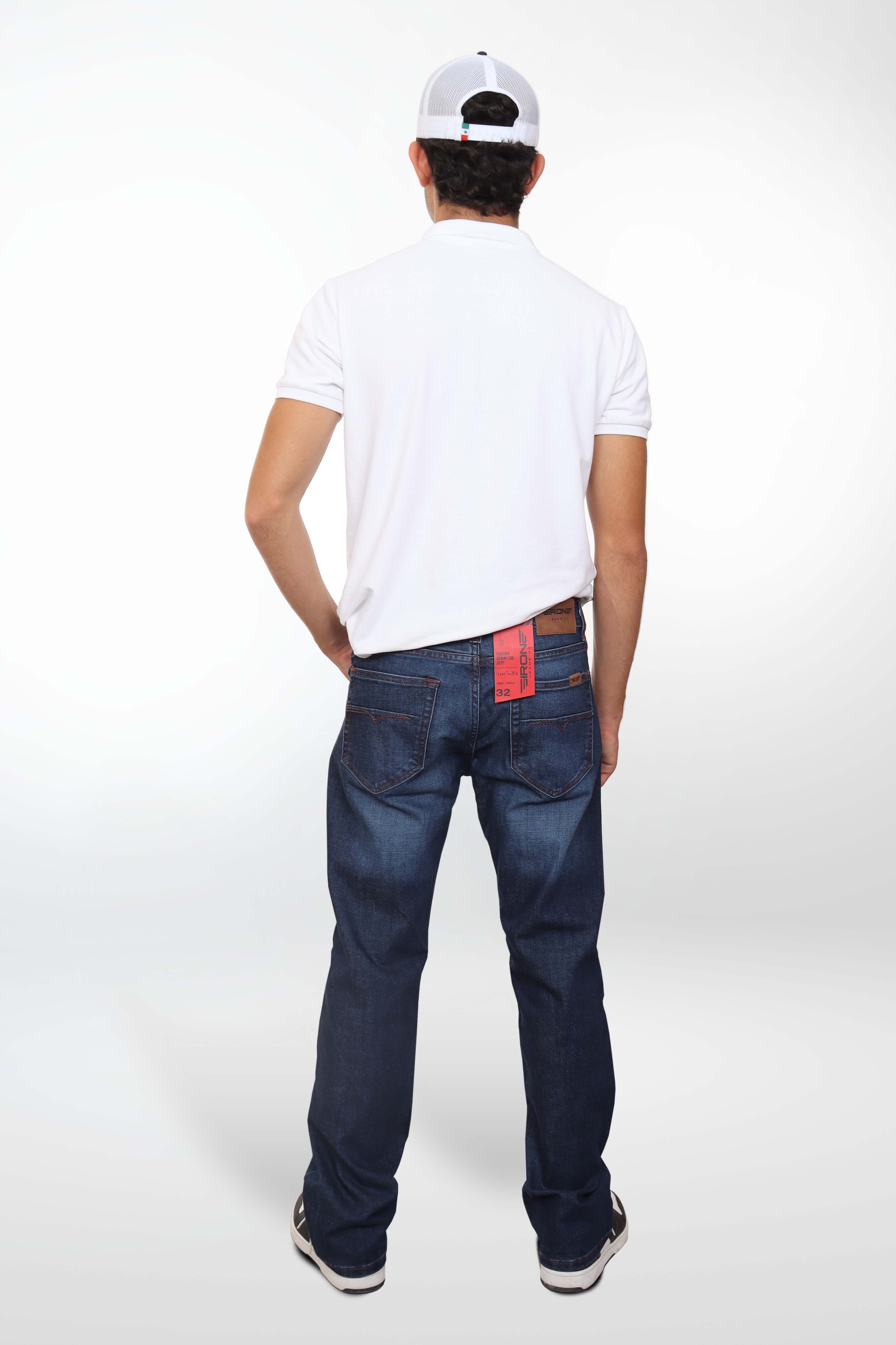 Jeans straight blue navy liso lavado intenso