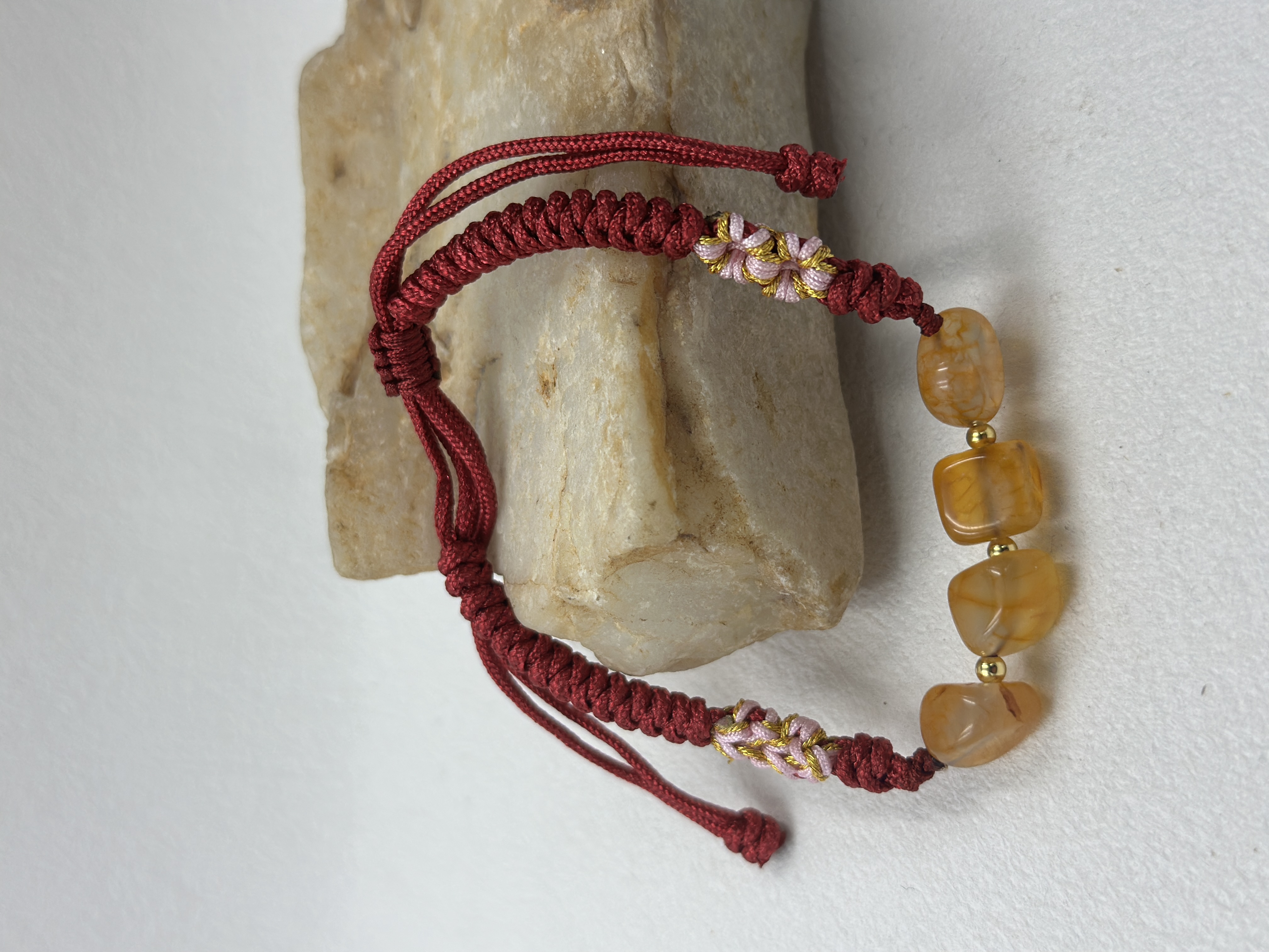 Handwoven Lucky Cord with Agate Raw Stone