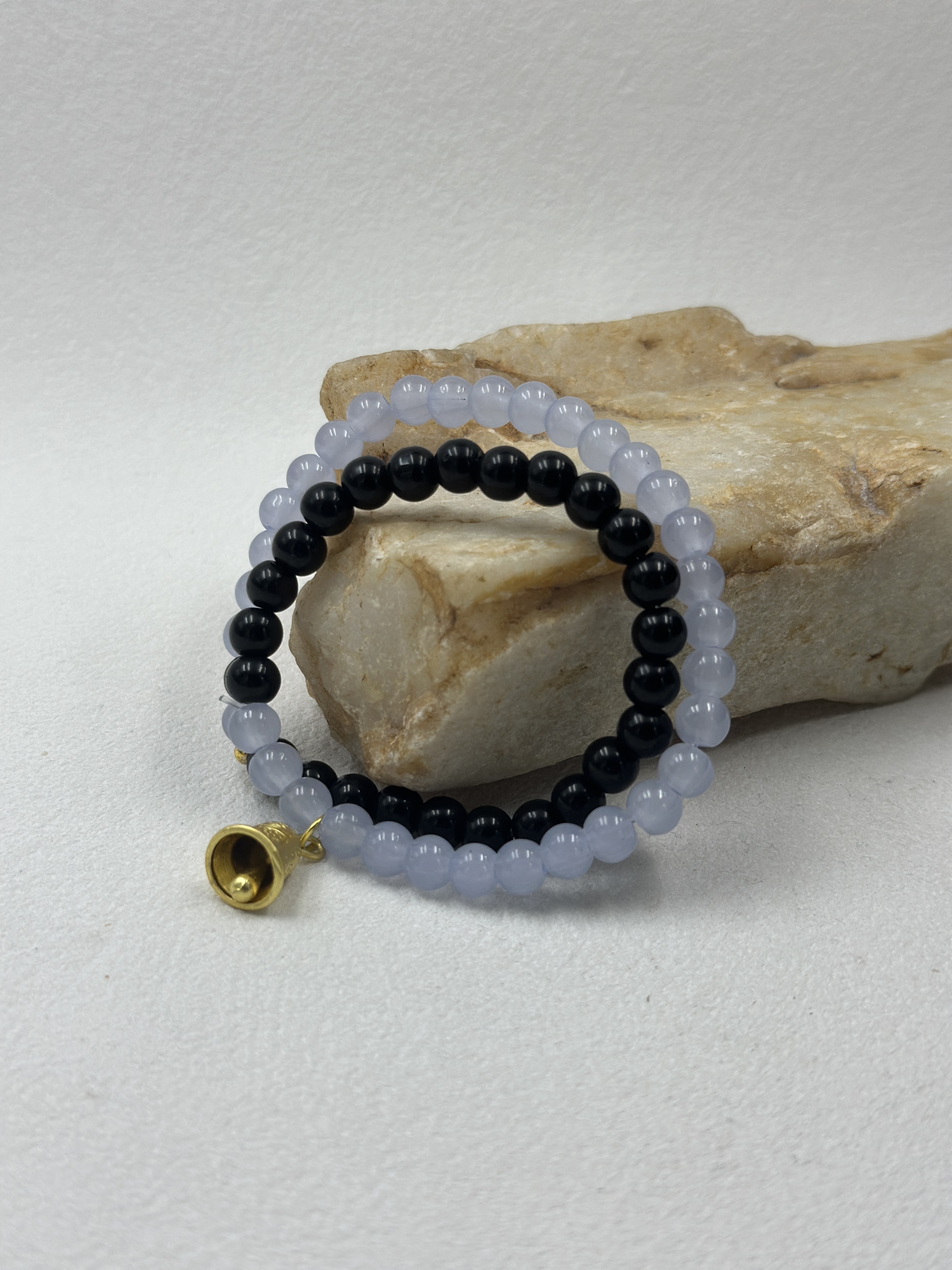 Obsidian & Blue Agate Bracelet (6mm)