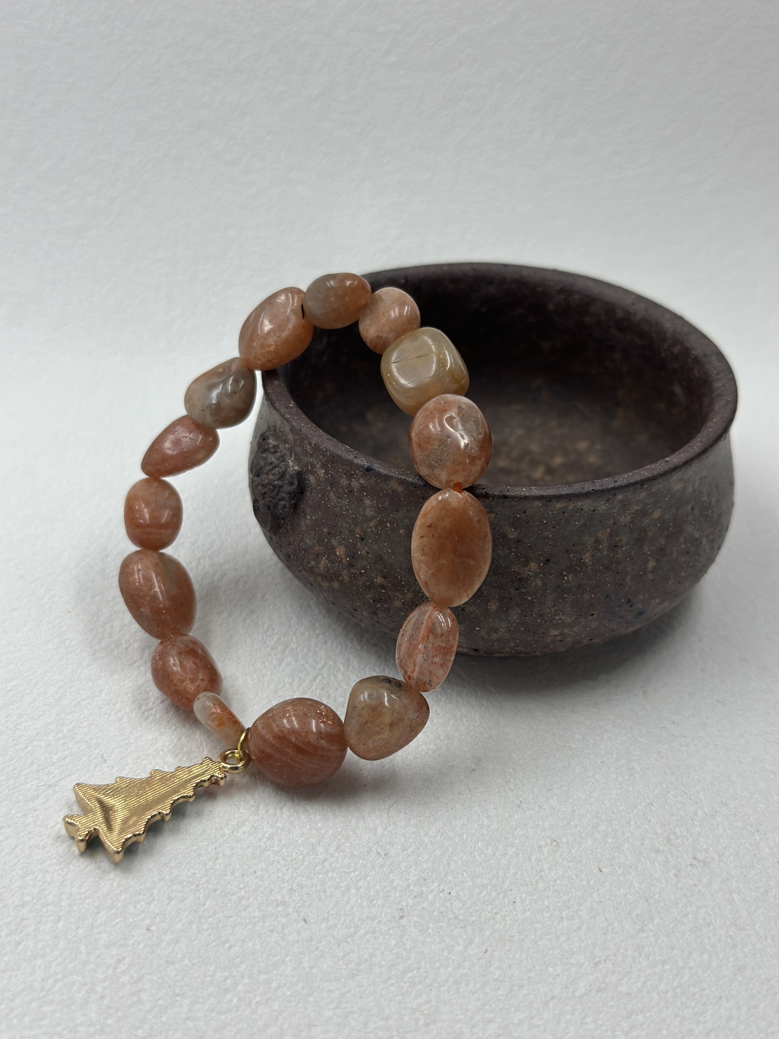 Golden Strawberry Quartz Raw Stone Bracelet