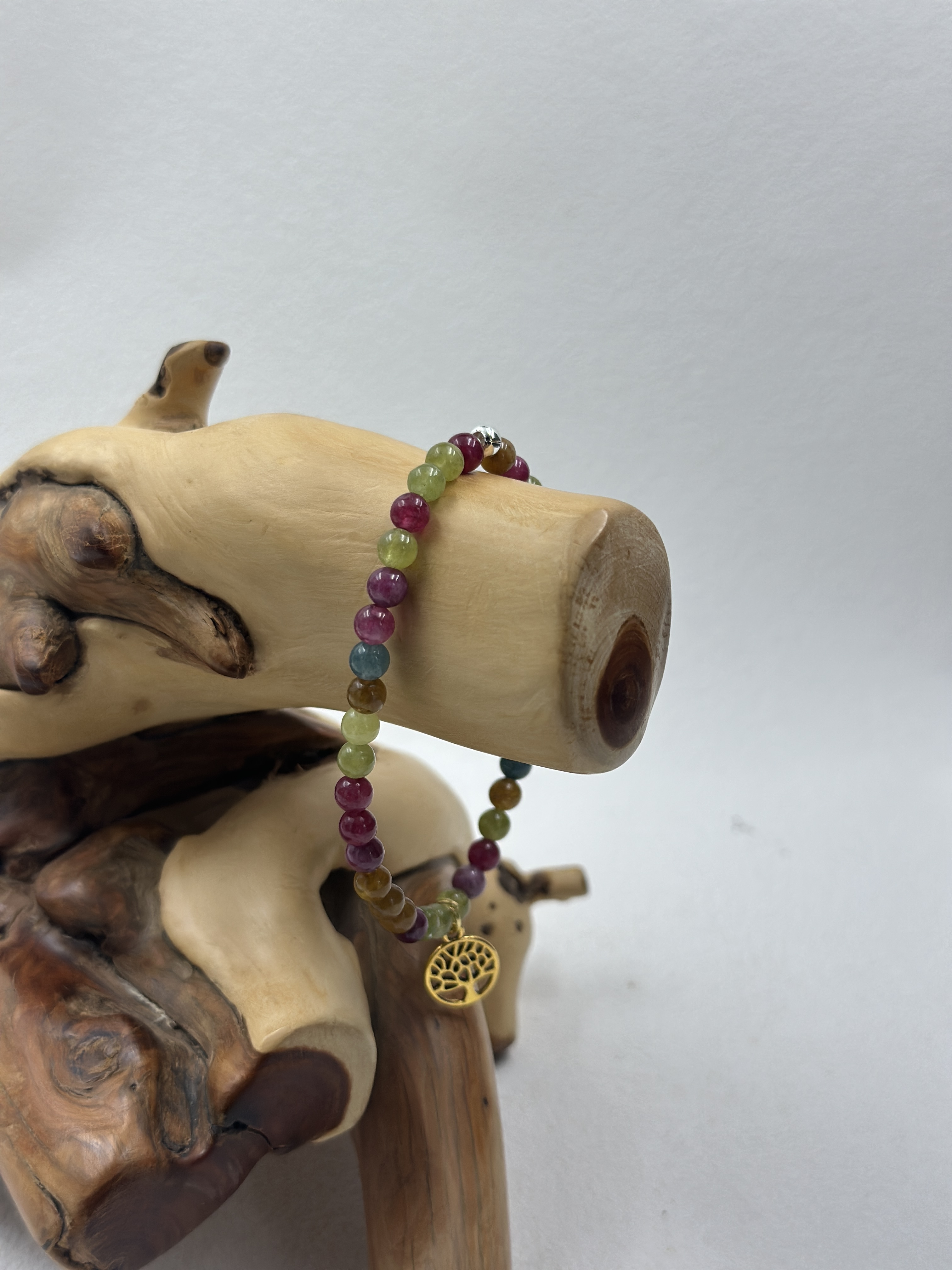 Natural Rainbow Tourmaline Bracelet (3mm)