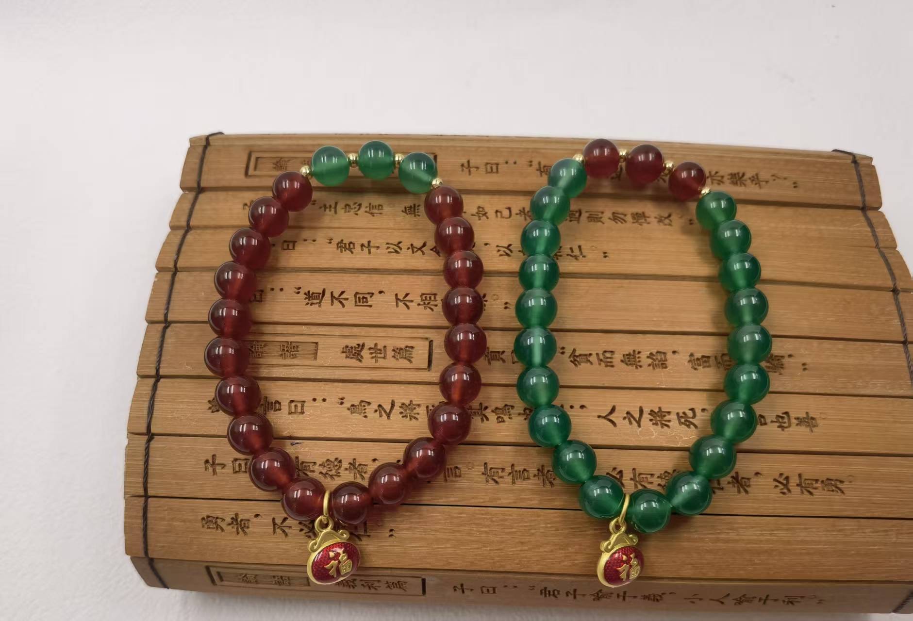 Red Agate + Green Agate, 8mm