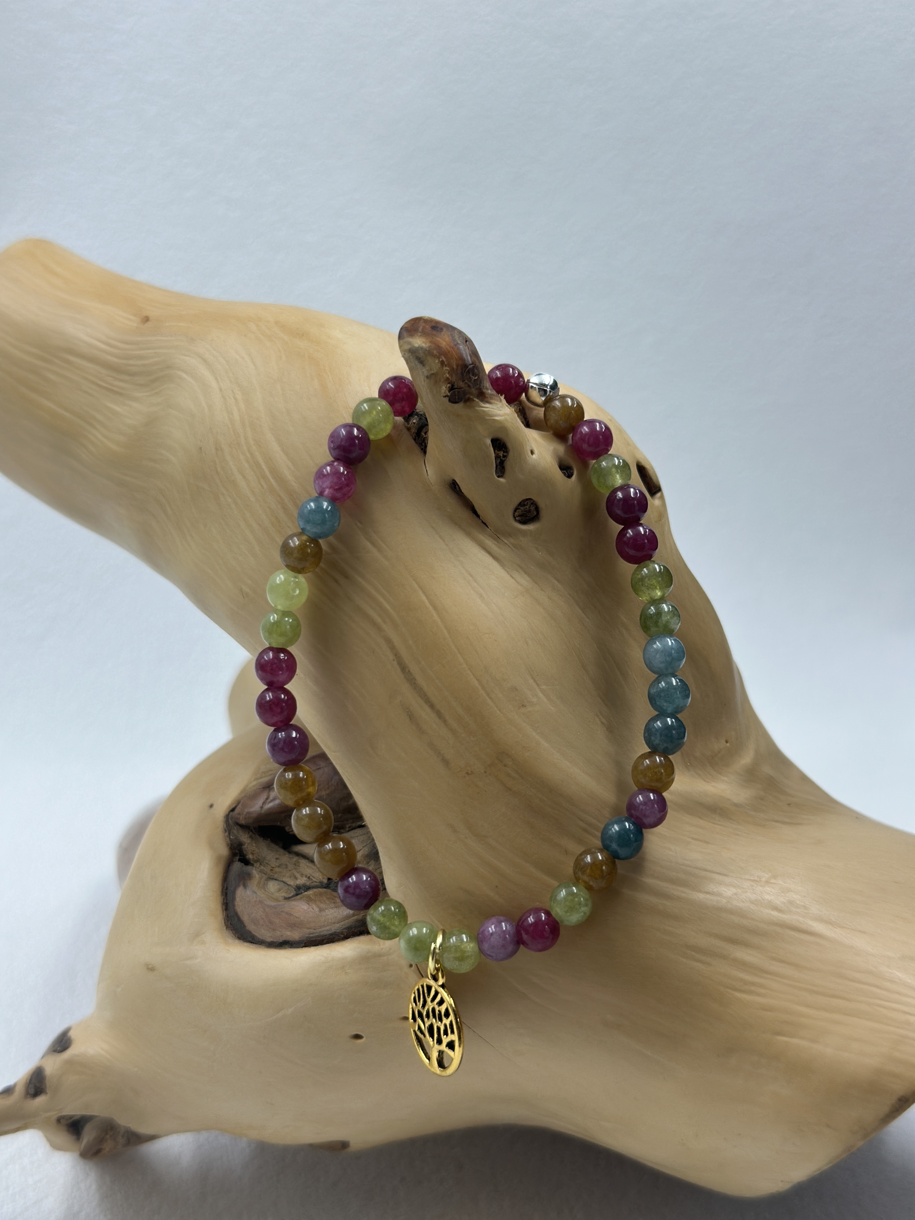 Natural Rainbow Tourmaline Bracelet (3mm)