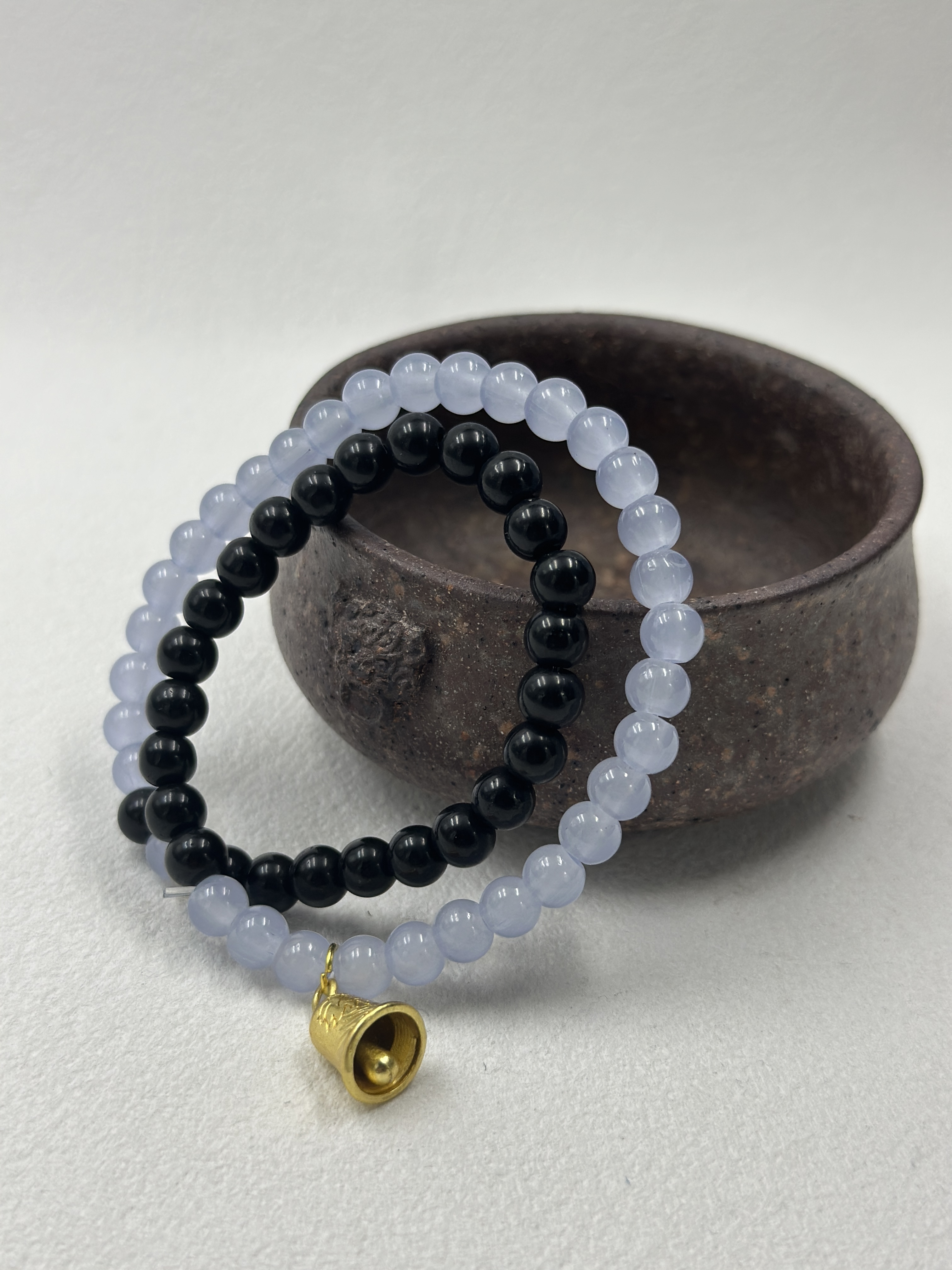 Obsidian & Blue Agate Bracelet (6mm)
