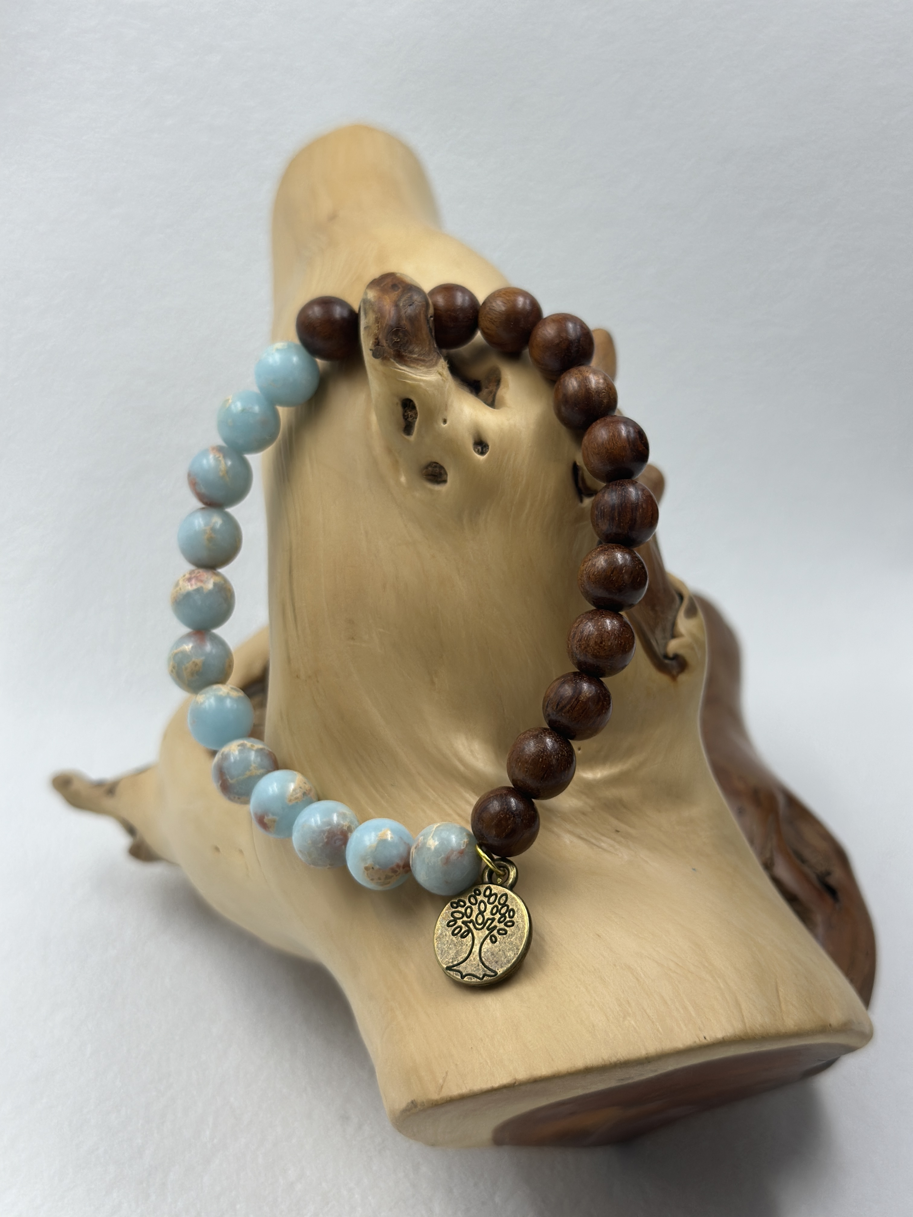 Shoushan Stone & Sandalwood Bracelet (8mm)