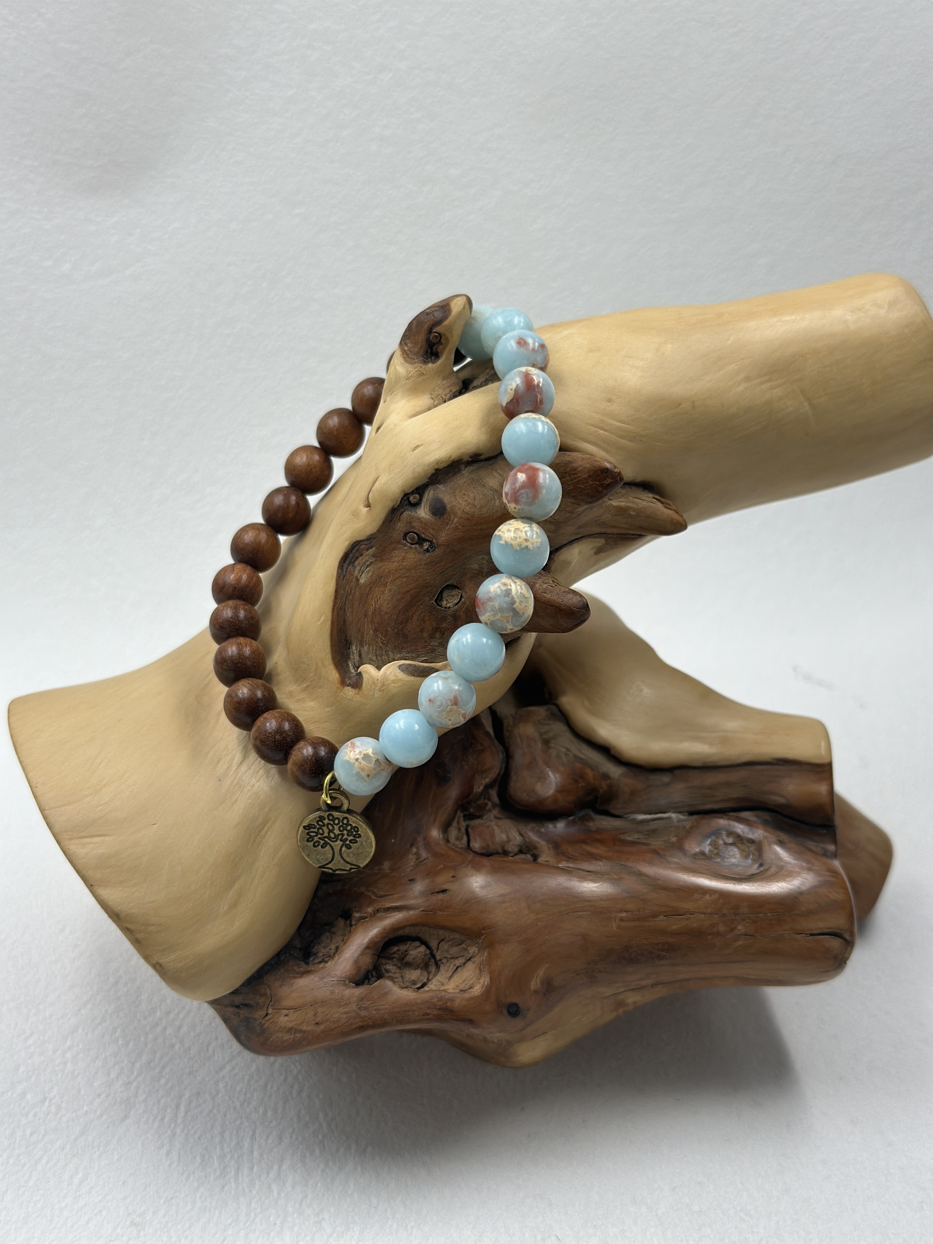 Shoushan Stone & Sandalwood Bracelet (8mm)