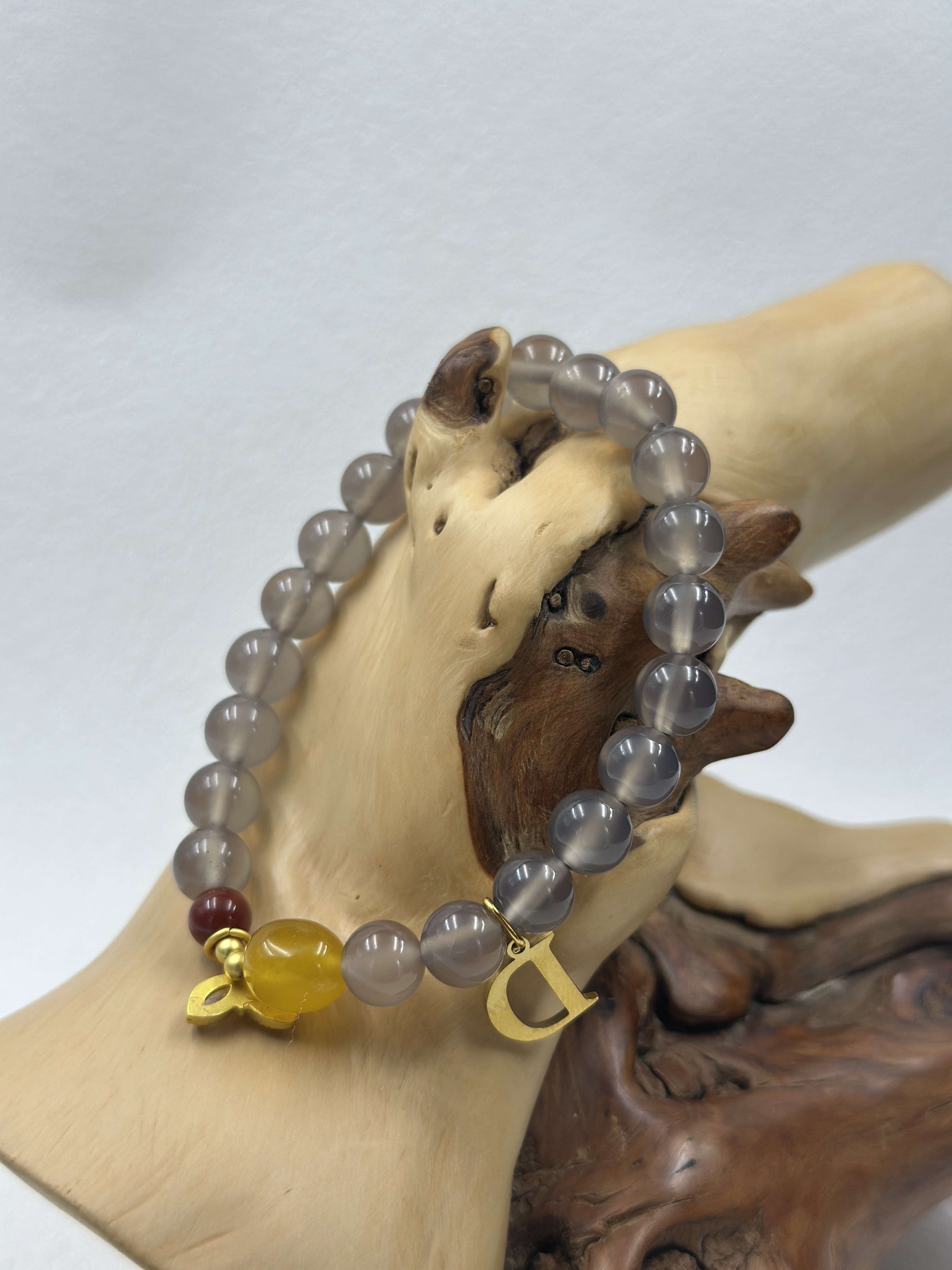 Natural Grey Agate + Yellow Chalcedony