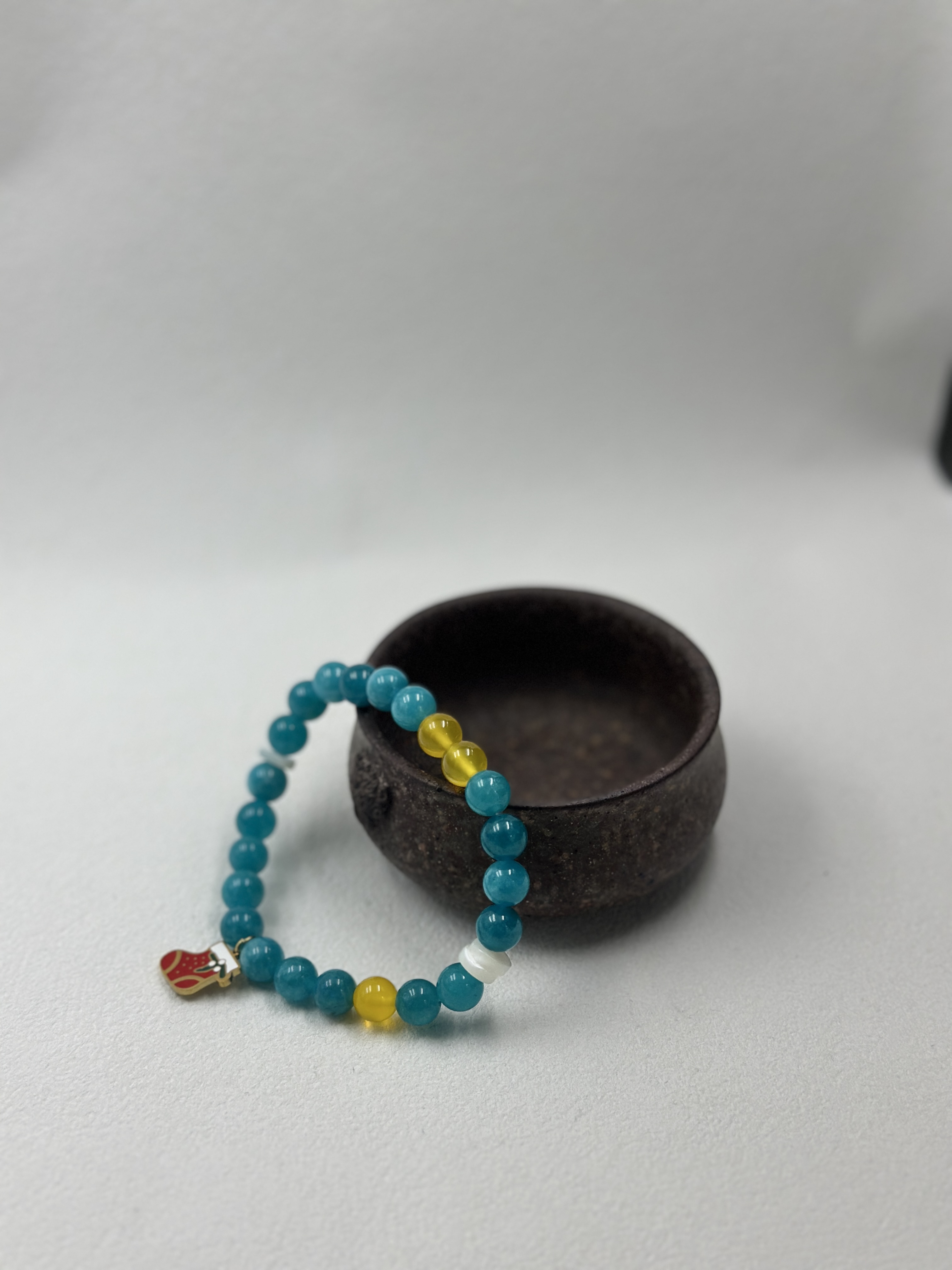 Synthetic Aquamarine & Yellow Agate Bracelet (8mm)