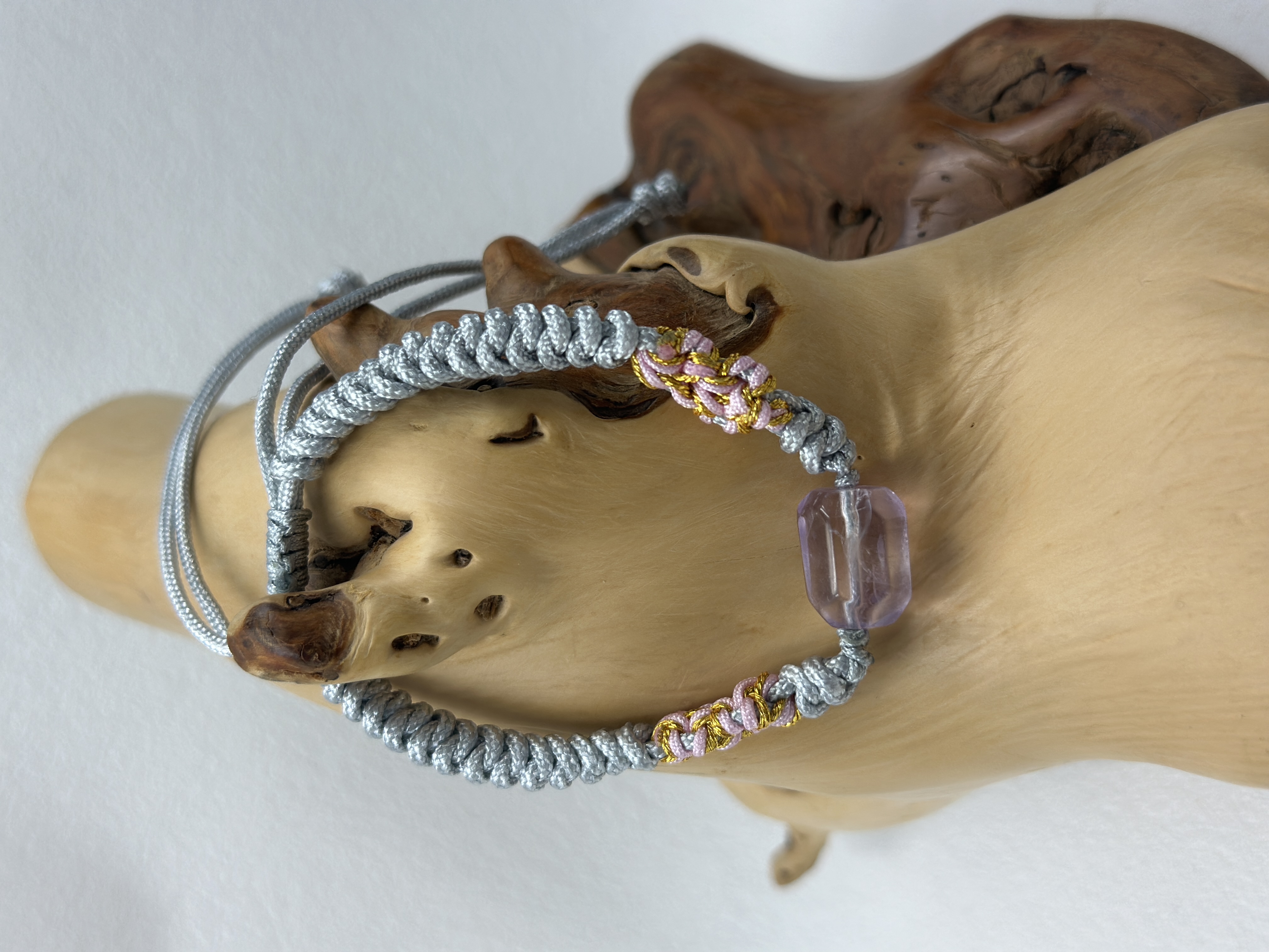 Handwoven Lucky Cord with Large Natural Crystal