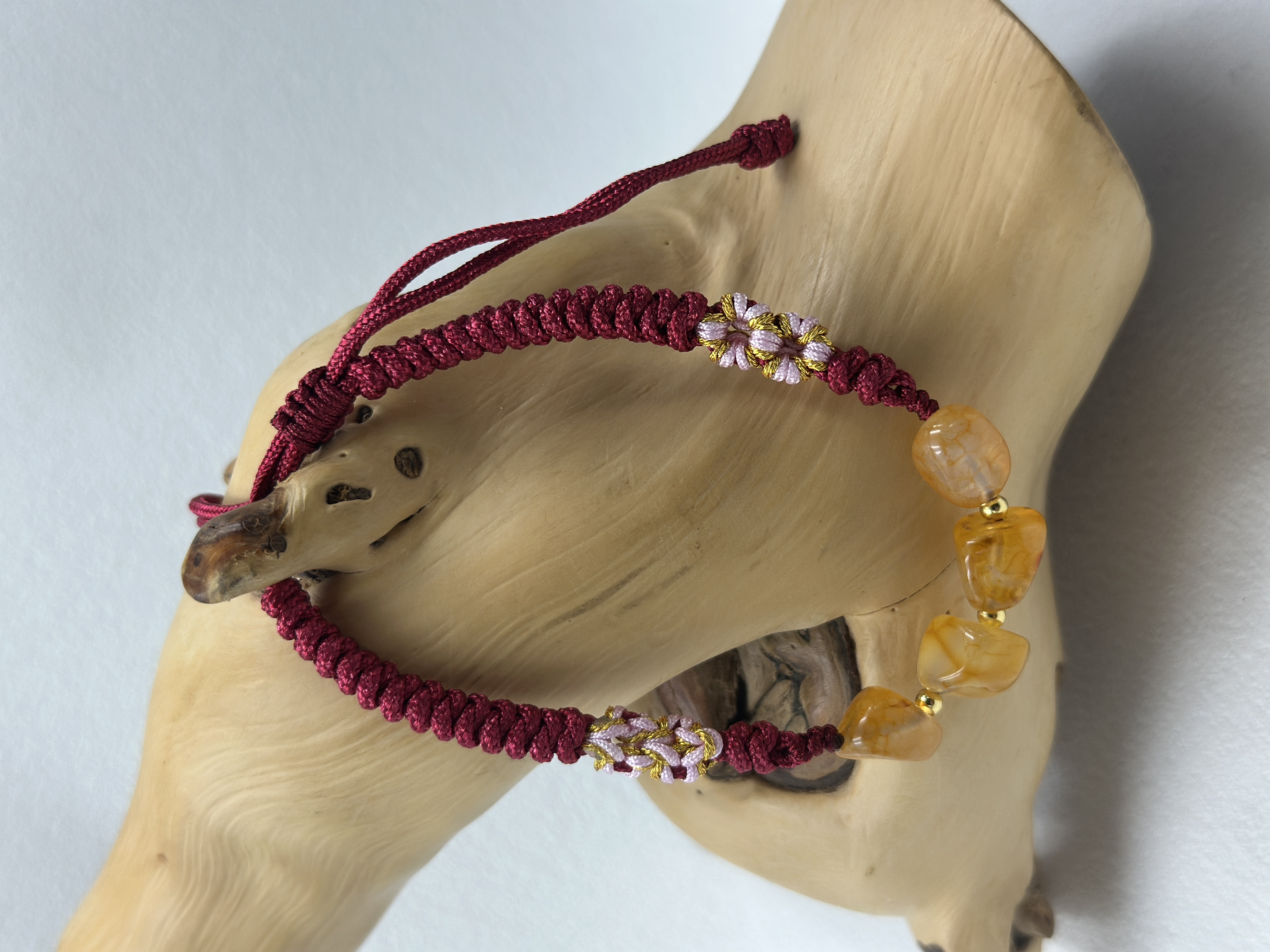 Handwoven Lucky Cord with Agate Raw Stone