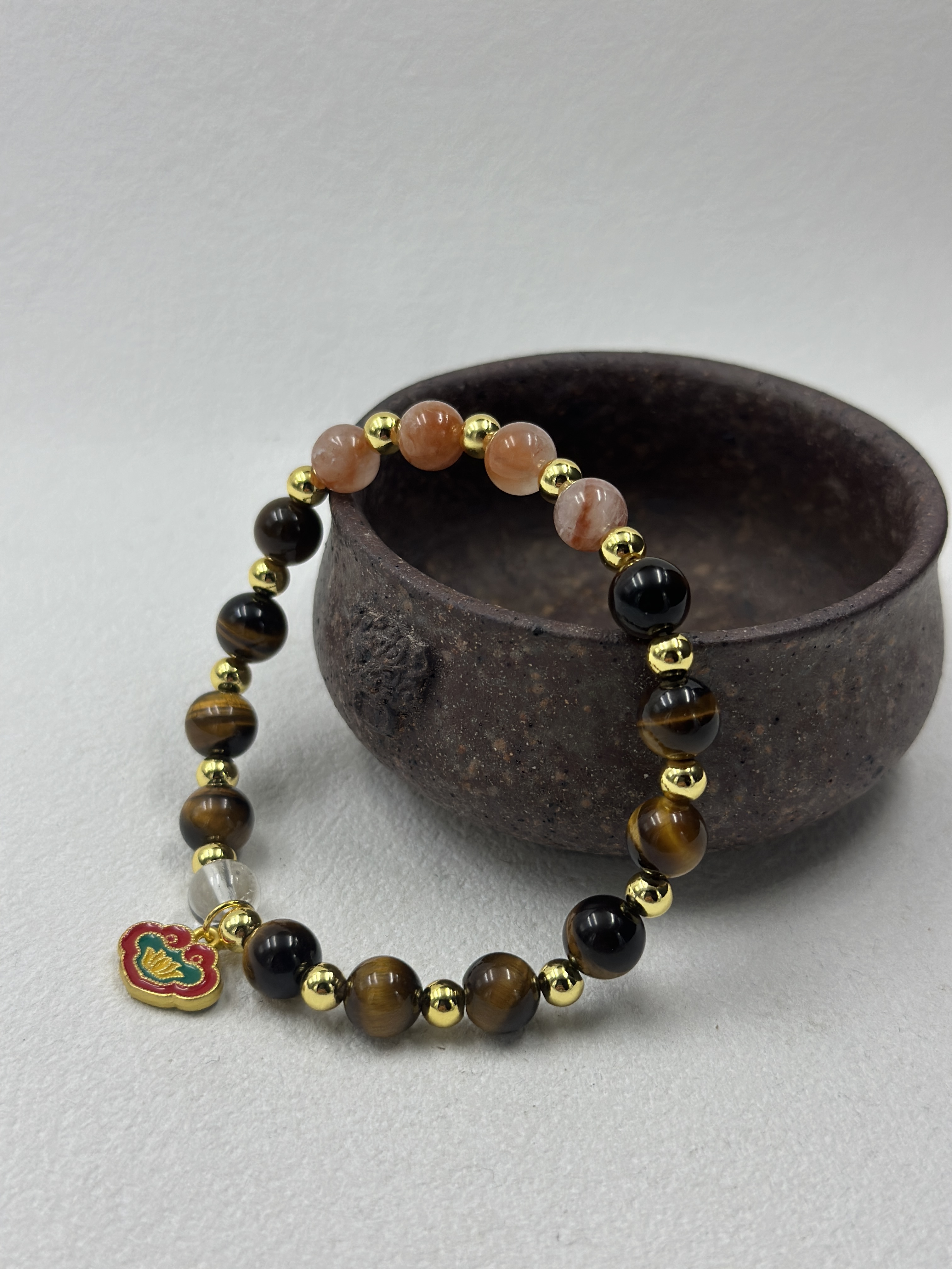 Tiger Eye and Crystal Beaded Bracelet