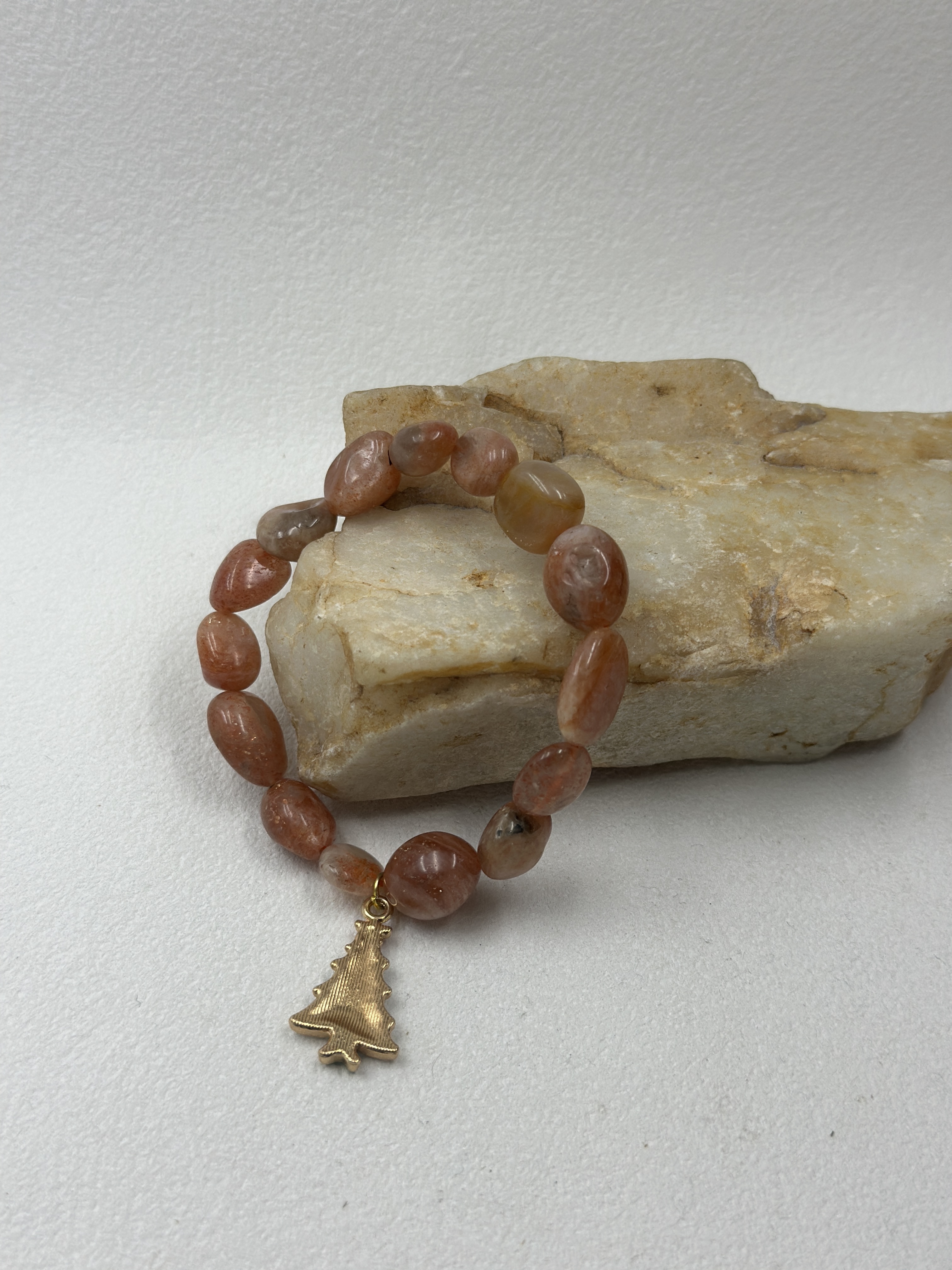 Golden Strawberry Quartz Raw Stone Bracelet