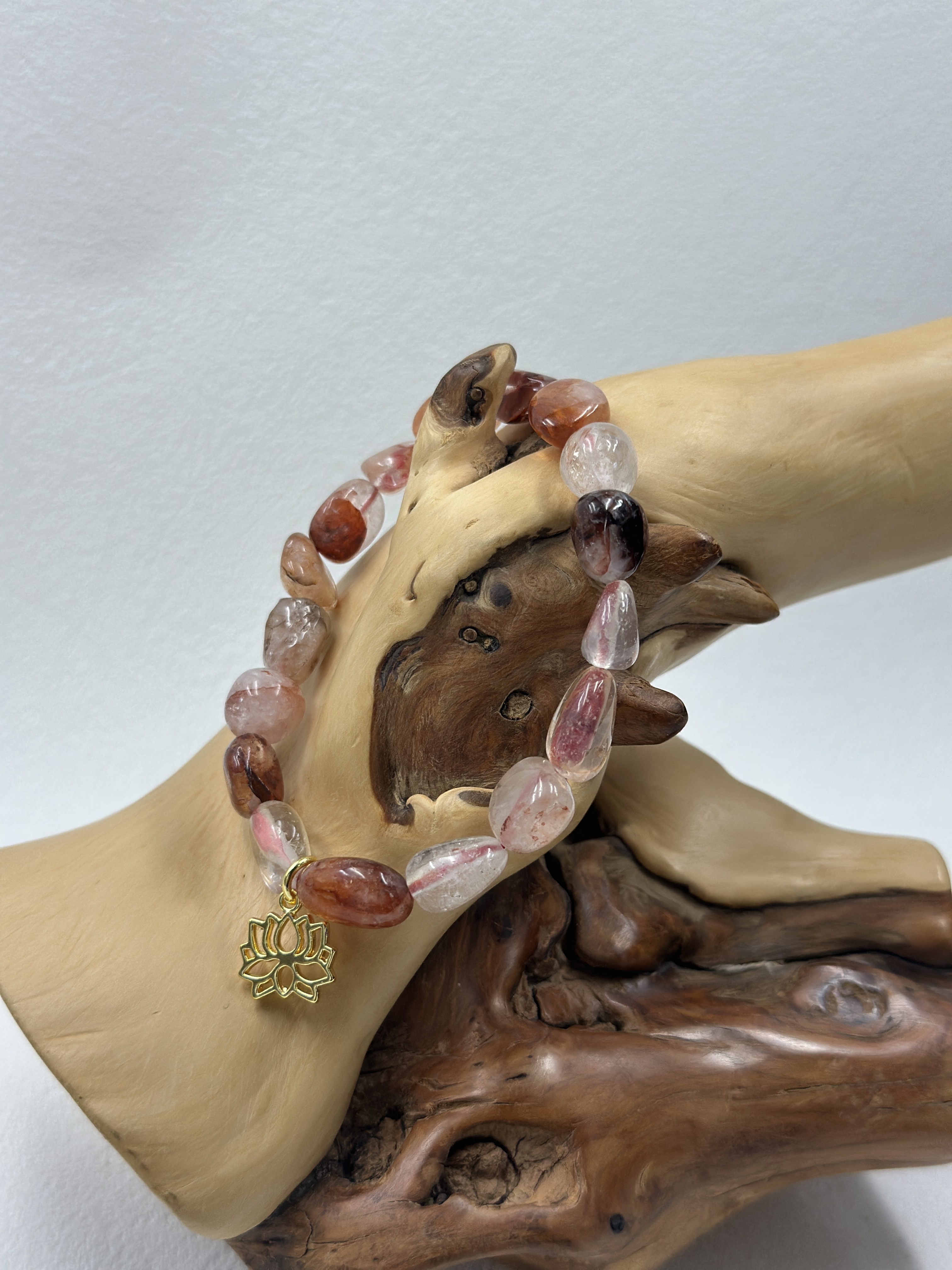 Red Flower Crystal Raw Stone Bracelet