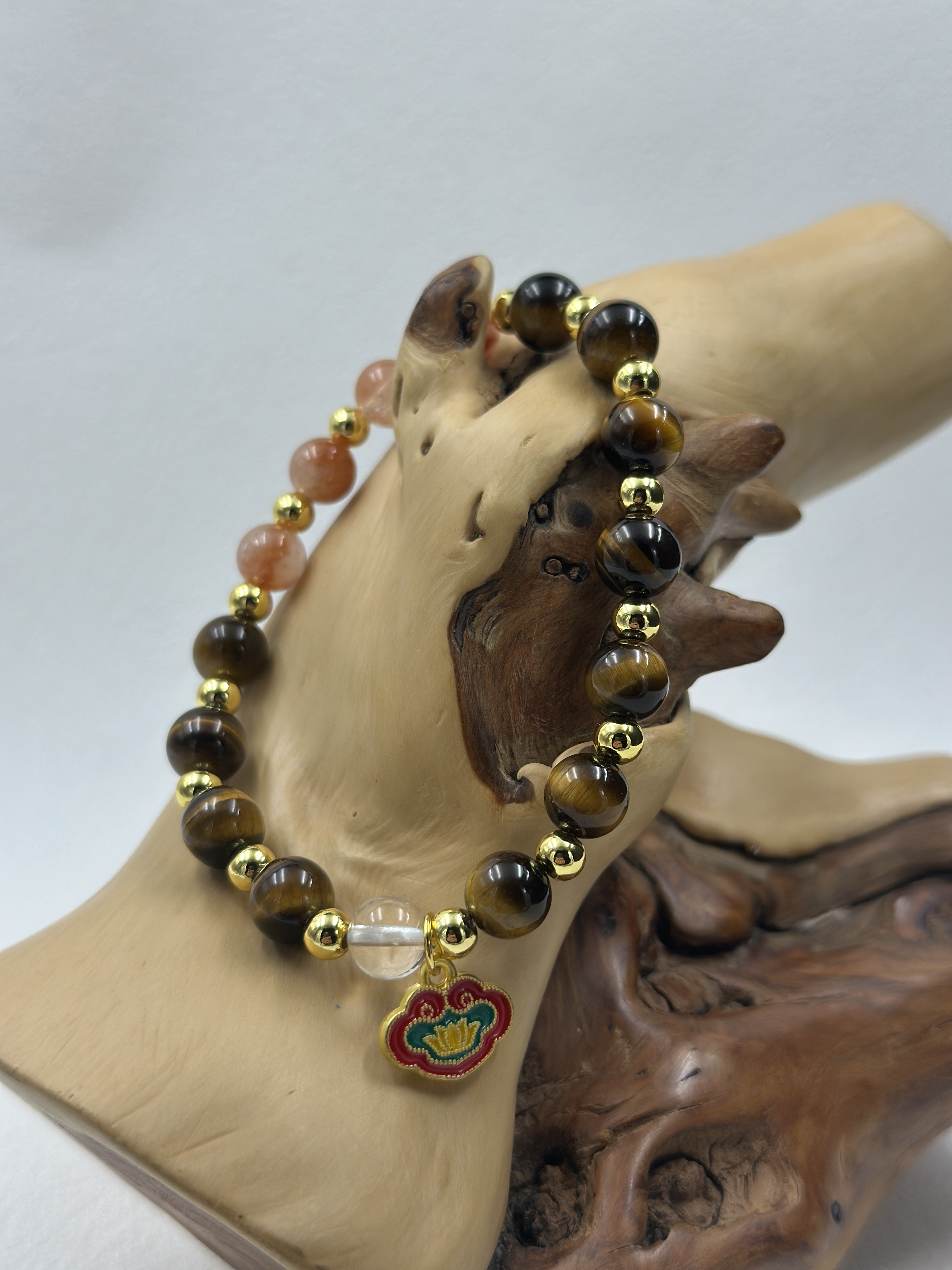 Tiger Eye and Crystal Beaded Bracelet
