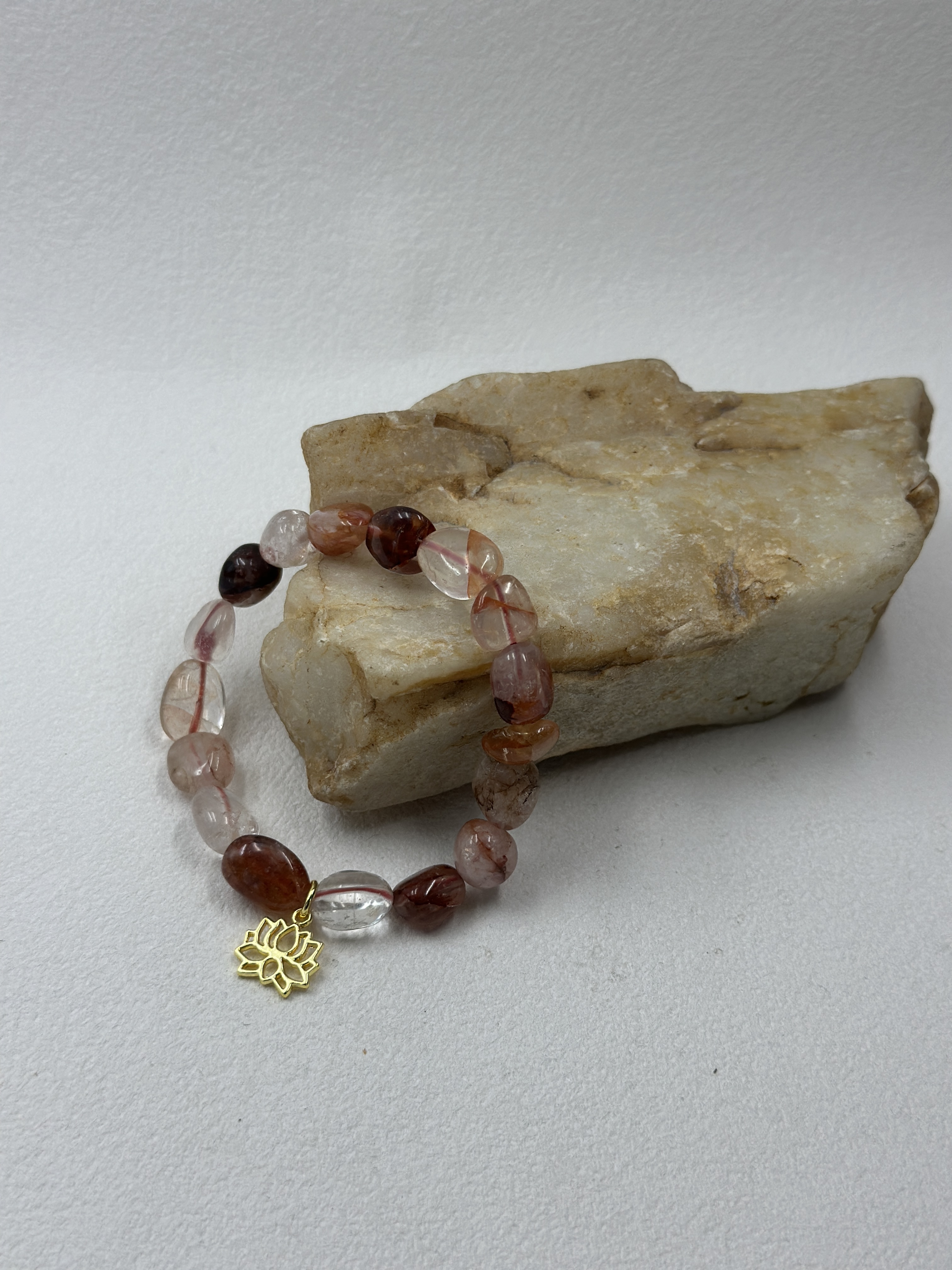 Red Flower Crystal Raw Stone Bracelet