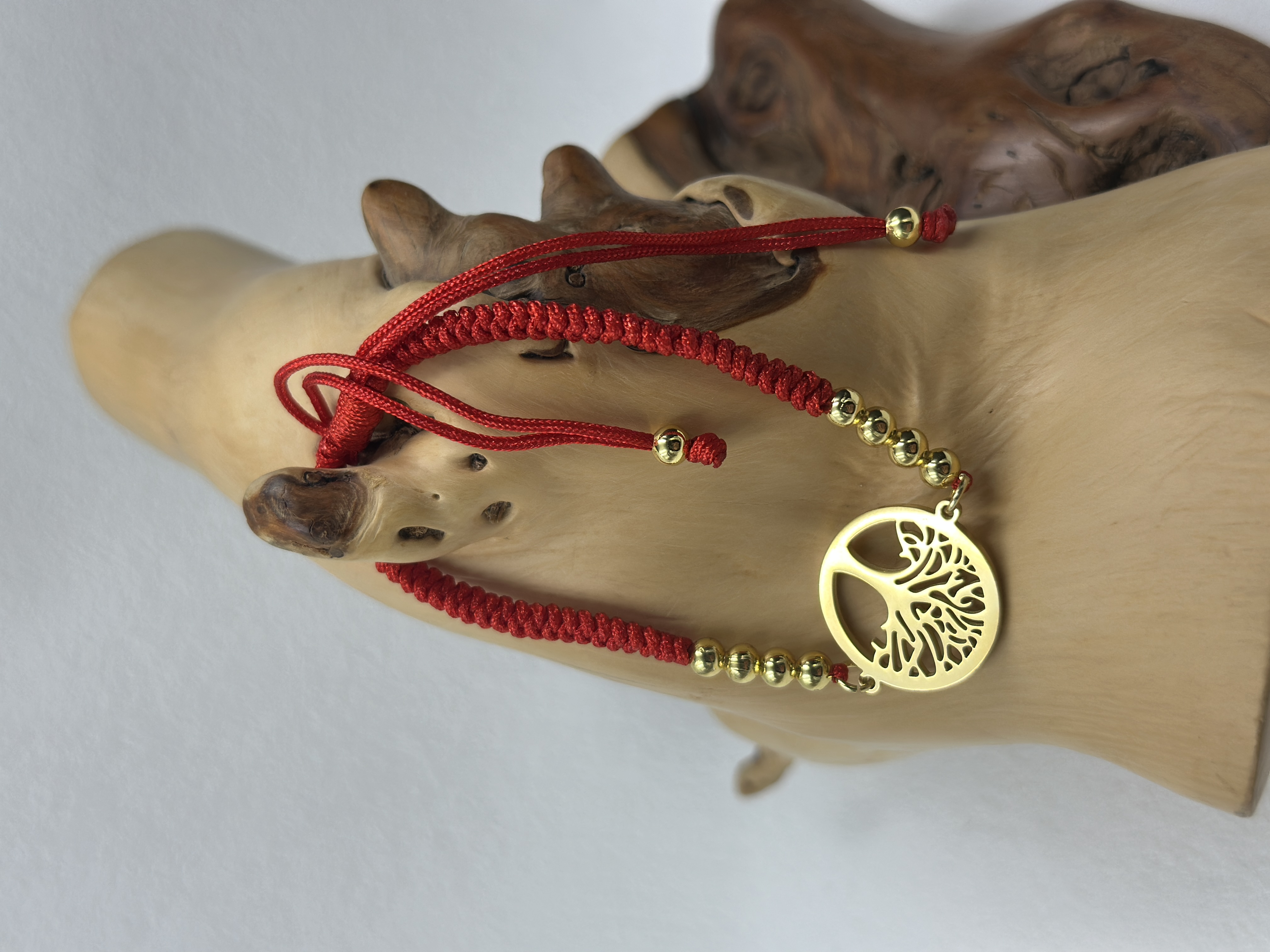 Handwoven Family Tree Lucky Bracelet with Gold Beads